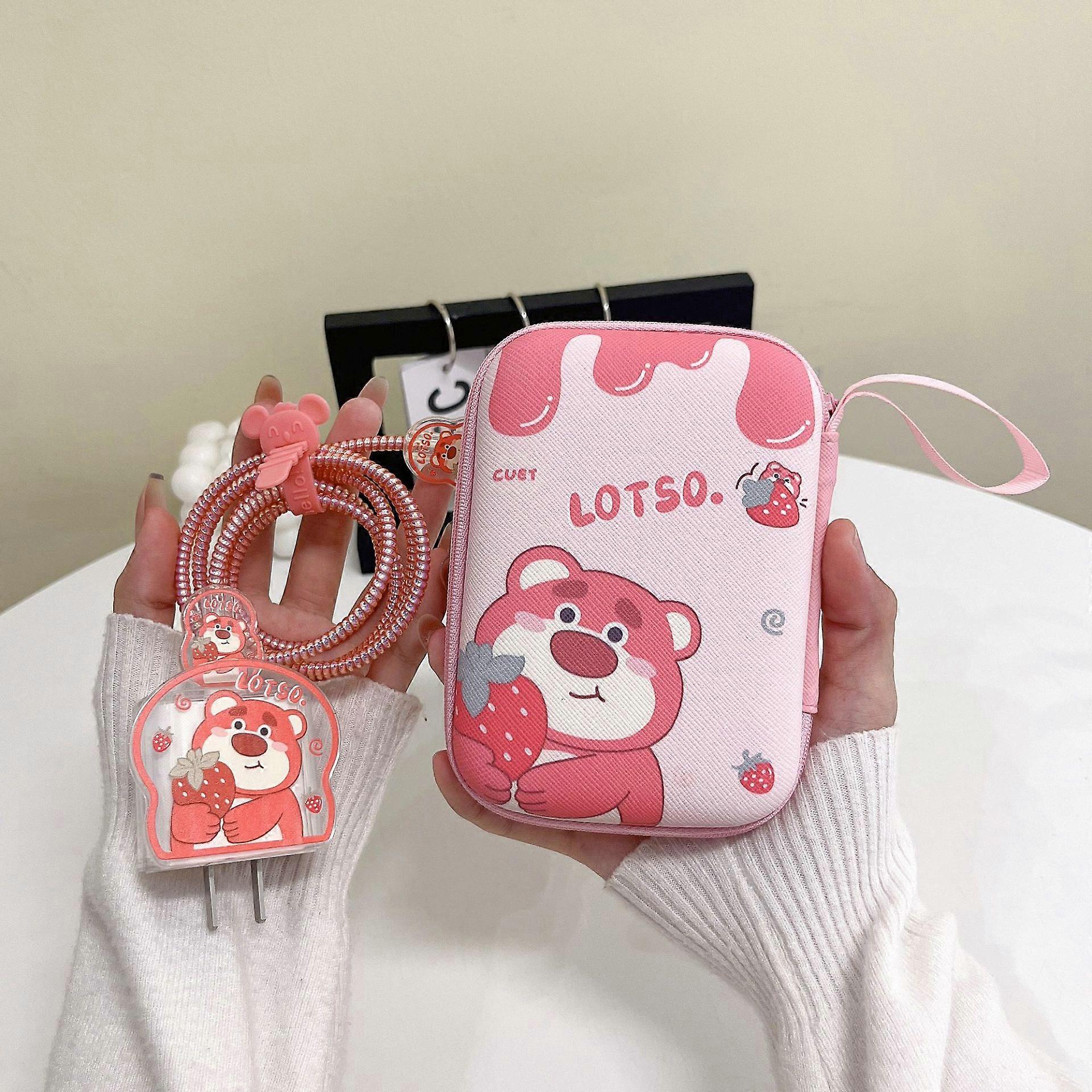 Cartoon Cable Protector for compatible with iPhone / compatible with iPad 18W/20W Charger, with Storage Bag & Case for Wire Management