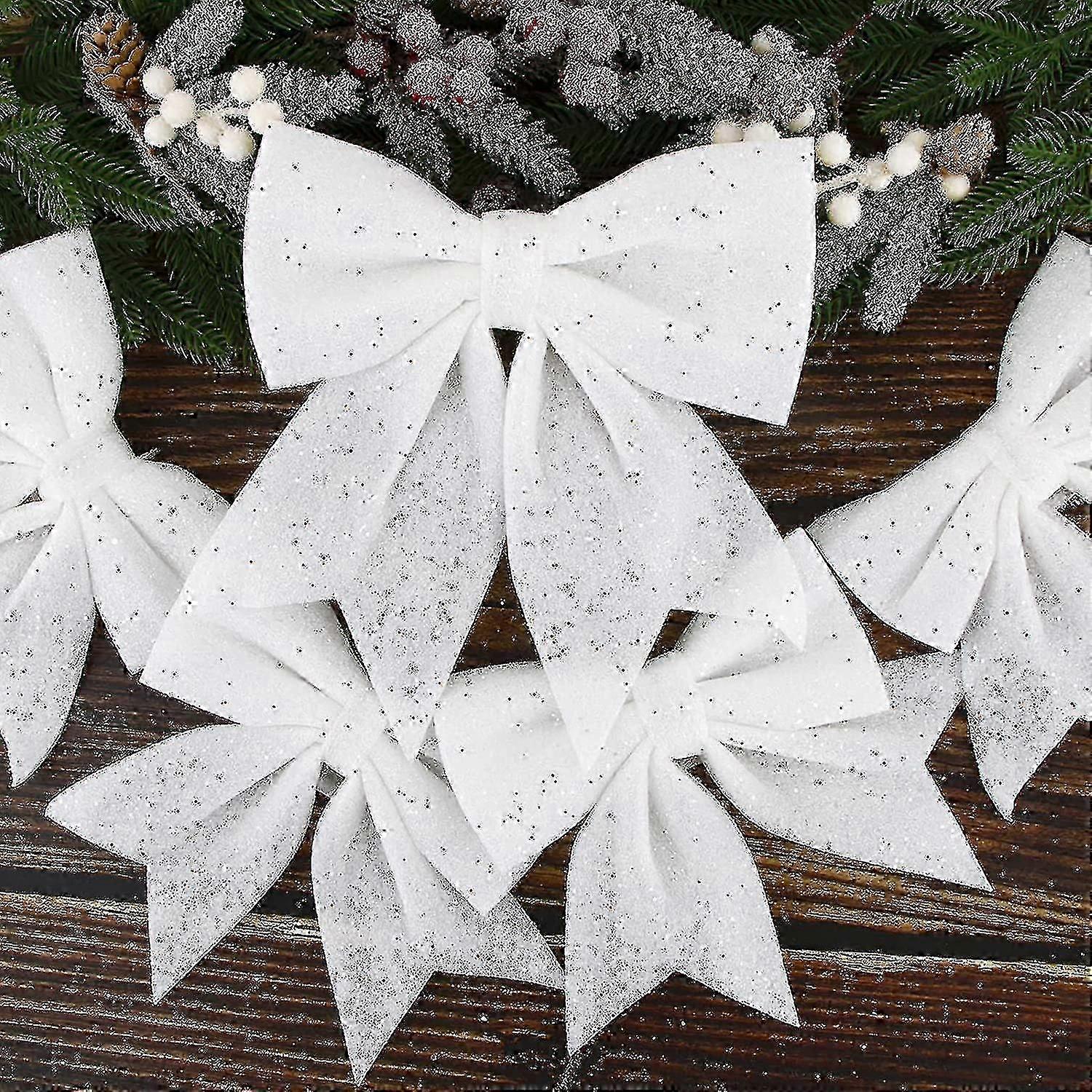 5 件圣诞丝带蝴蝶结 17 厘米大尺寸圣诞蝴蝶结丝带领结装饰品圣诞装饰圣诞树礼品包装圣诞 Tr