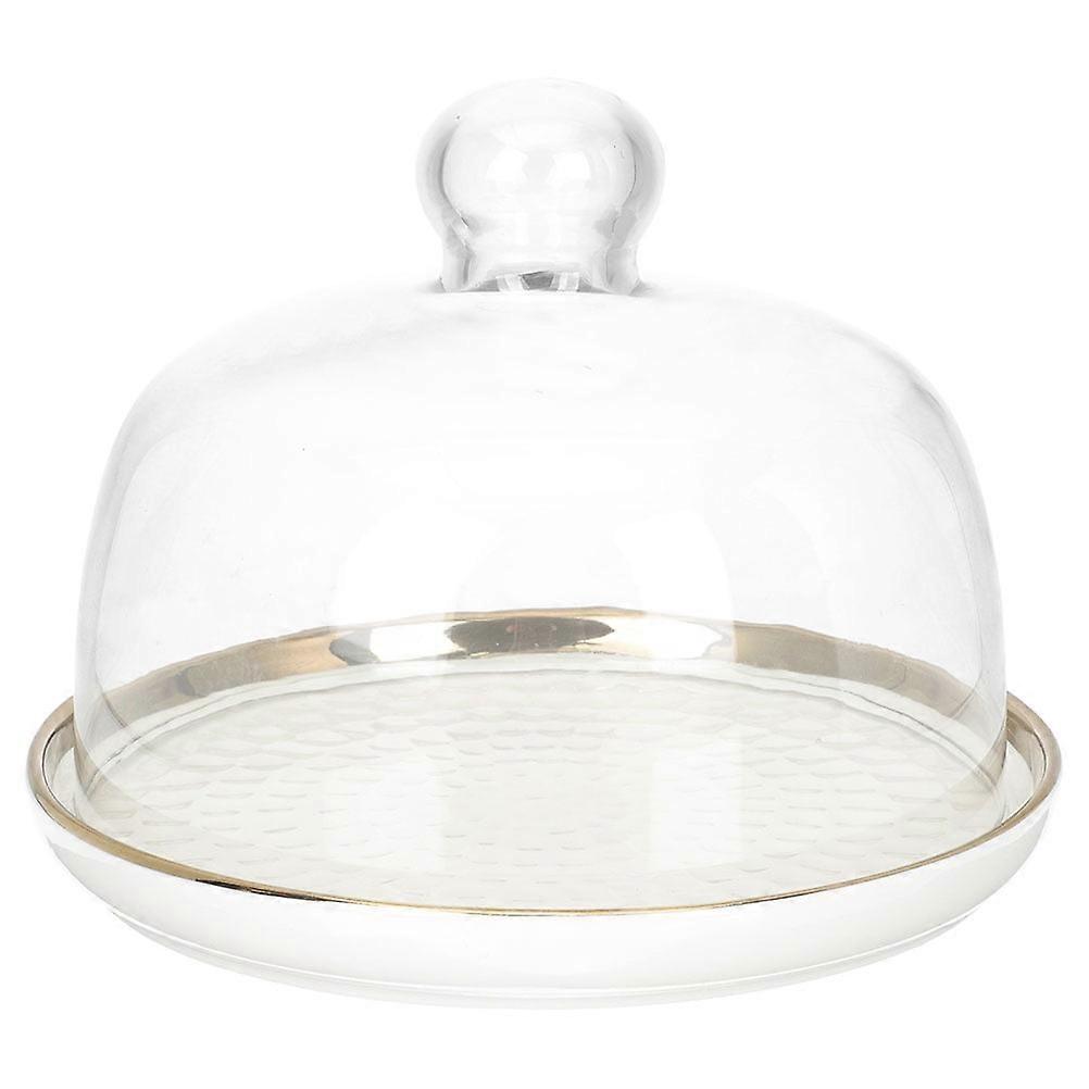 6" Clear Glass Dome Cloche with Base Tray - Cake Display Case