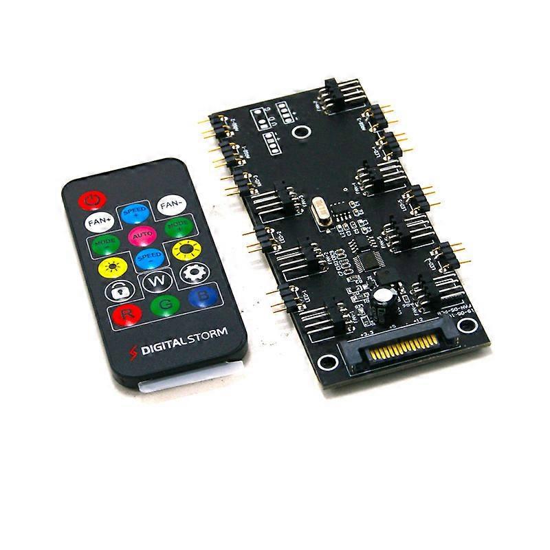 Desktop computer case fan 4PIN ARGB 5V three-pin 7-bit two-in-one hub controller with remote control