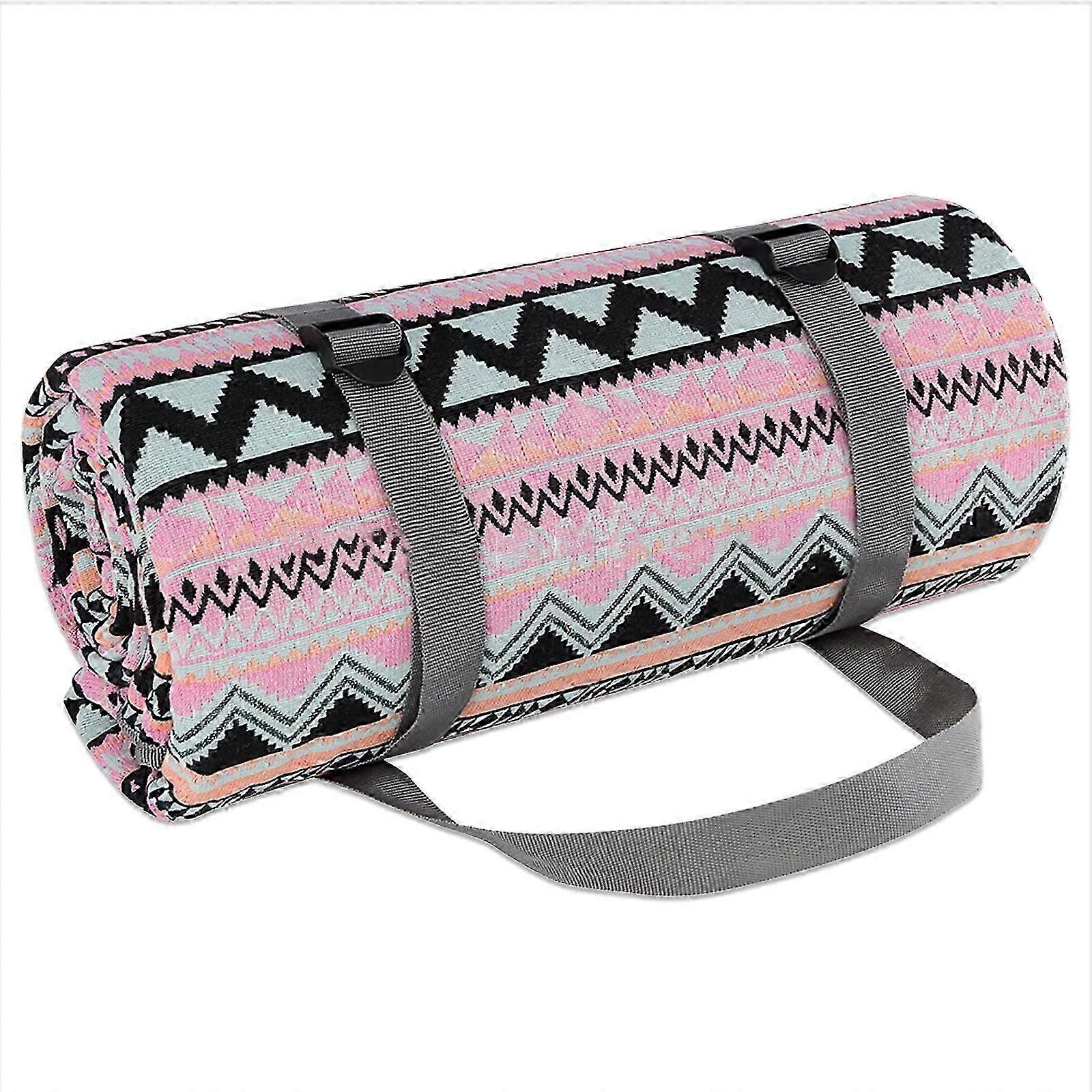 Picnic Blanket, With Carry Handle, Bohemian Geometric Pattern, Sand Free