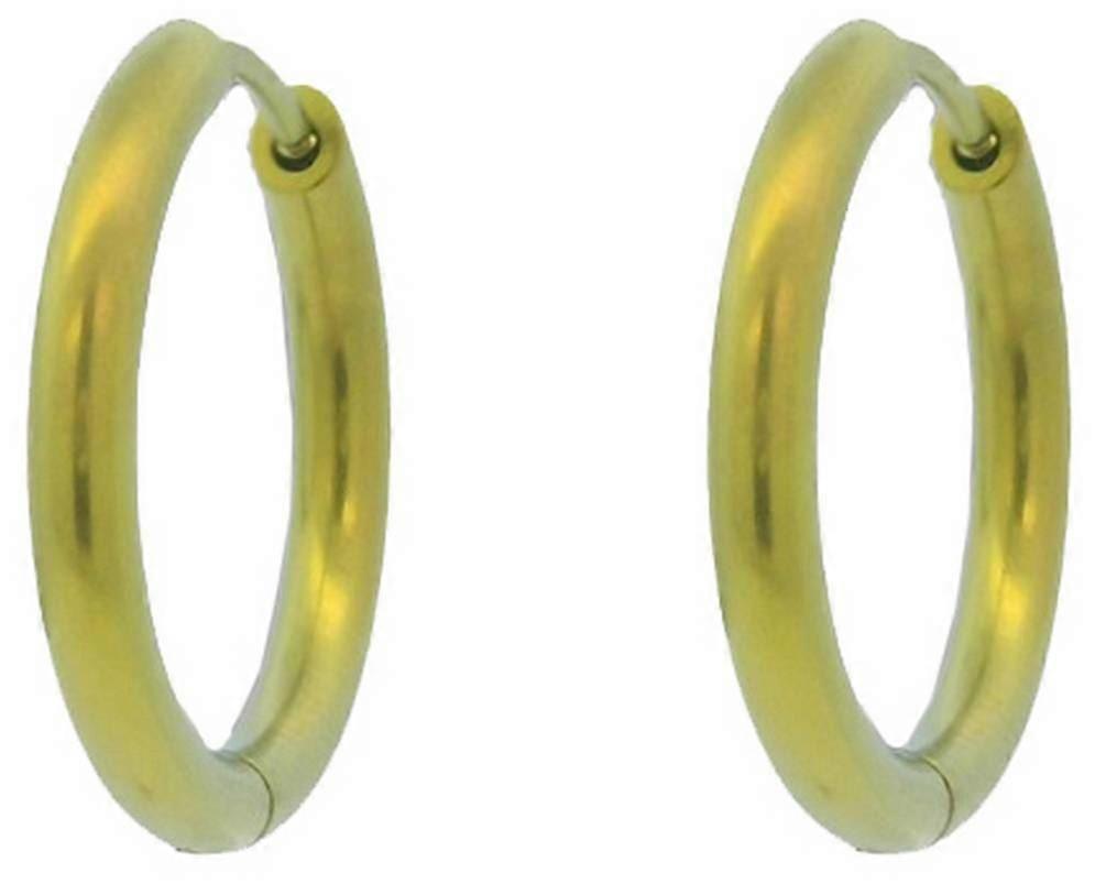Ti2 Titanium Medium Round Hinged Hoop Earrings - Yellow