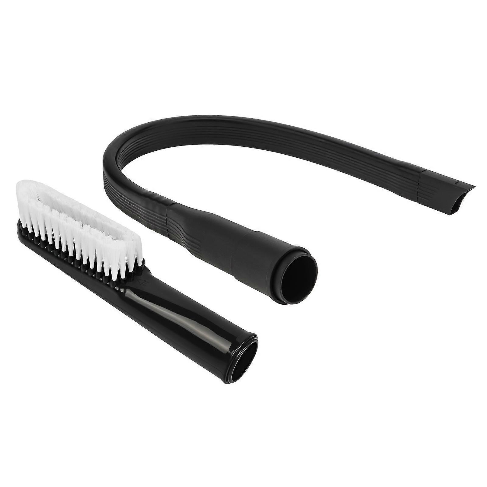 2 Pcs 32mm PP Cleaning Set Black Flexible Crevice Tool and Soft Brush for Car, Home, Keyboard