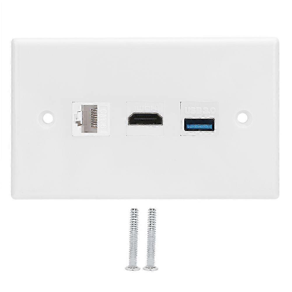 Household CAT6 HDMI USB3.0 Interface Socket Panel Clip On Wall Plate Panel US StandardHwy