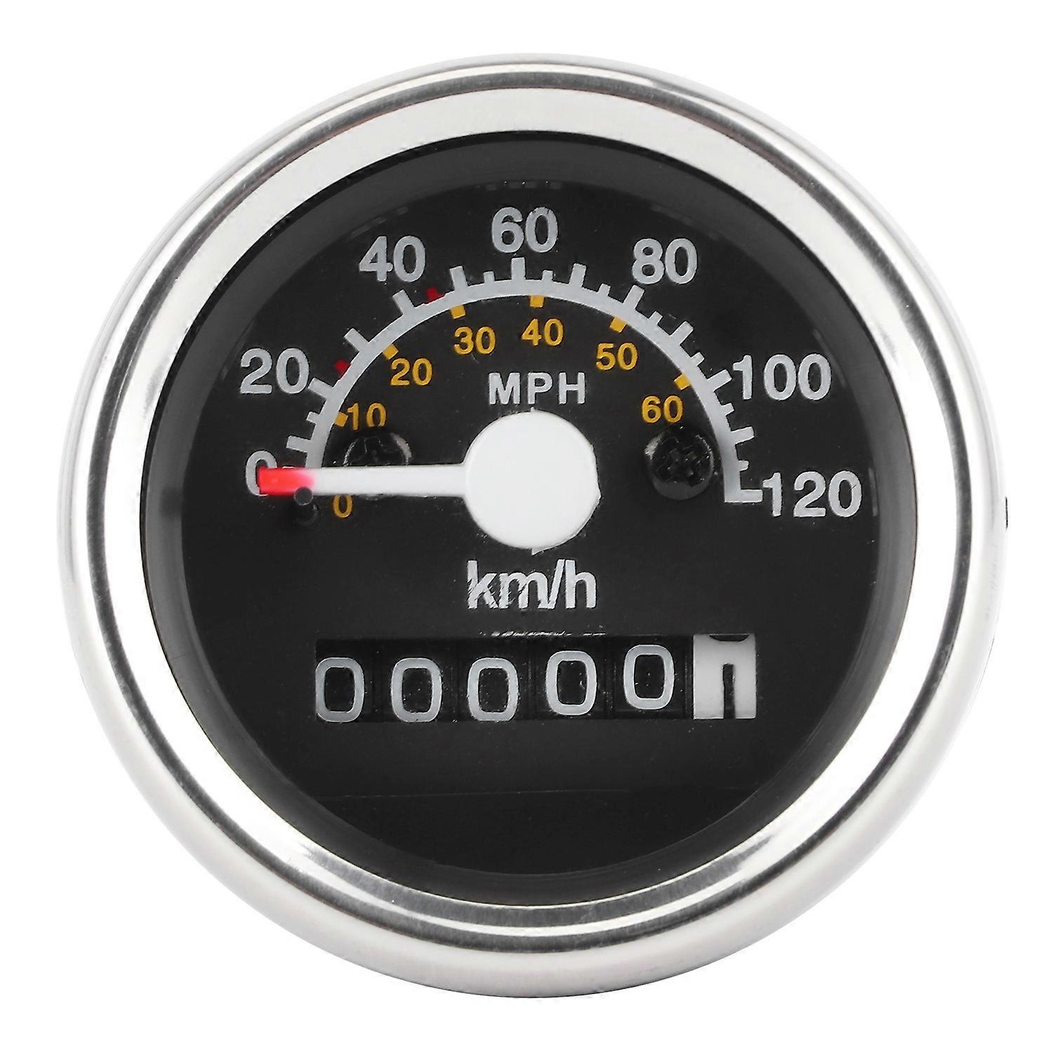 12V Motorcycle Speedometer Odometer 99999Km 0-120Km/h Round Gauge with LED Backlight