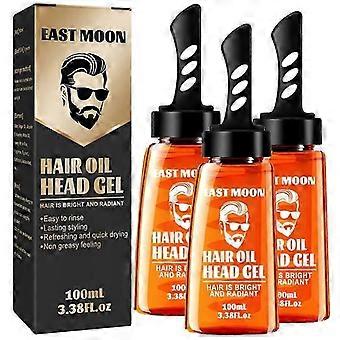 3-Piece 2-in-1 Men's Hair Oil and Wax Gel with Comb - Salon Styling Tool for Fluffy Looks