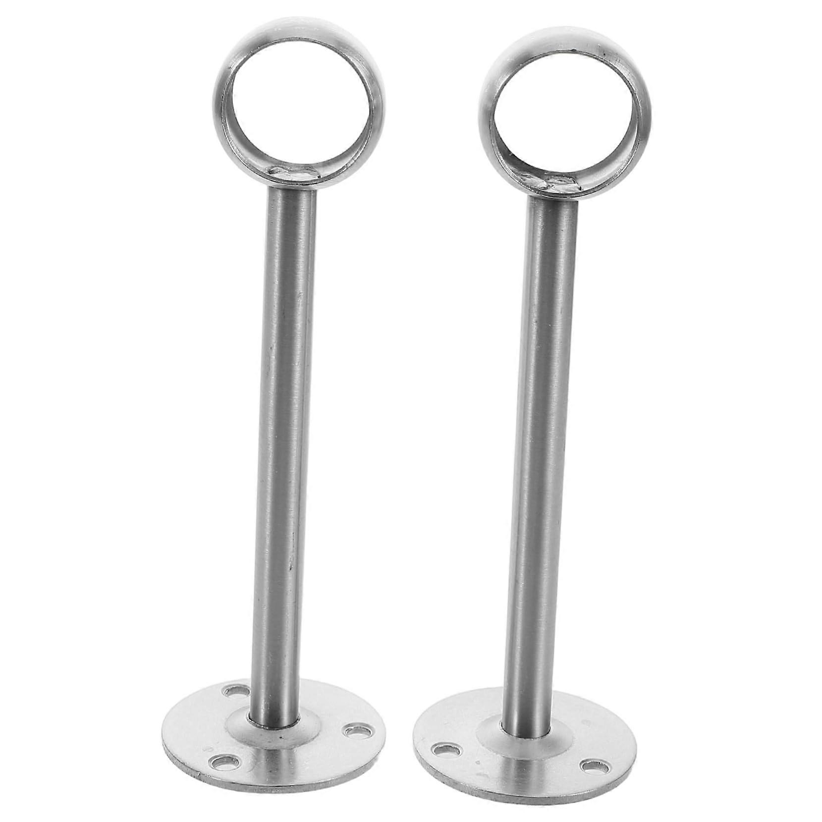 2 Pack Stainless Steel Curtain Rod Brackets with Round Head Design for Easy Wall Mounting