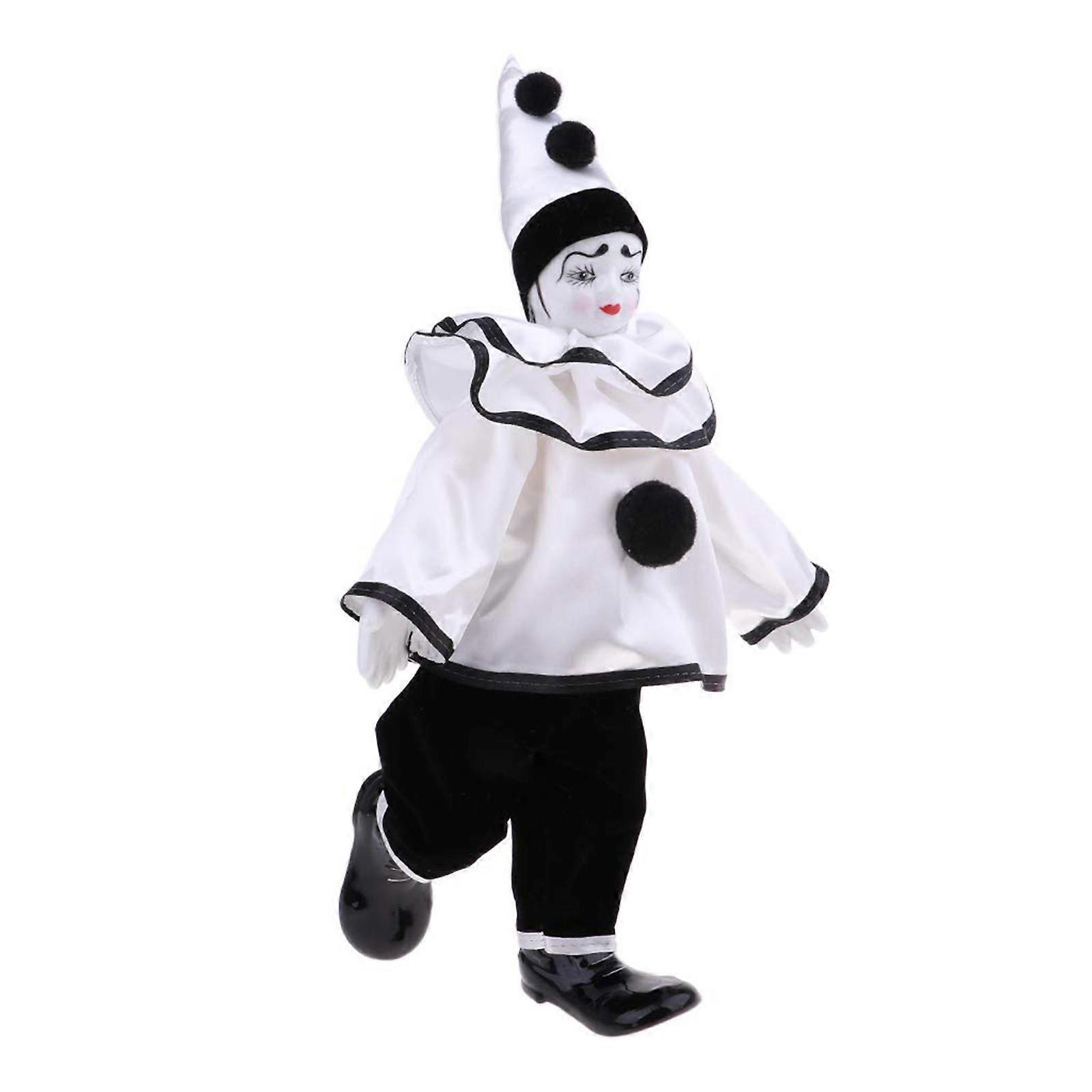 Classical White Ceramic Clown Doll With Delicate Paintwork Display Decoration Great for Desk Shelf Tabletop Ornament Multicolor