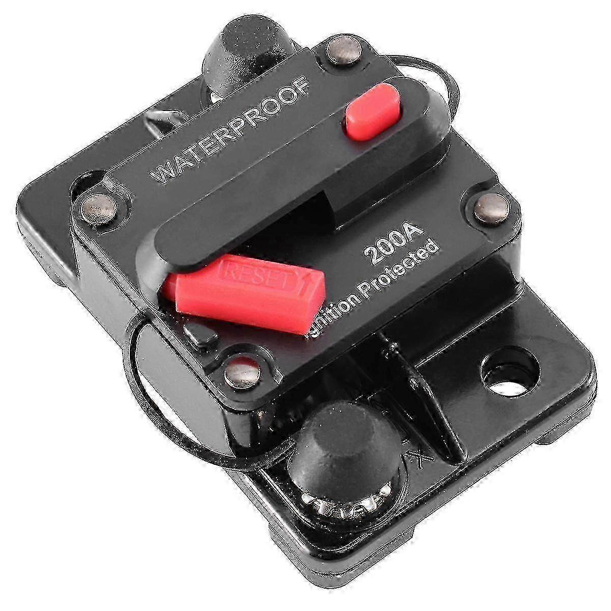 200a Waterproof High Amp Manual Reset Dual Stud Circuit Breaker With Switch (black)