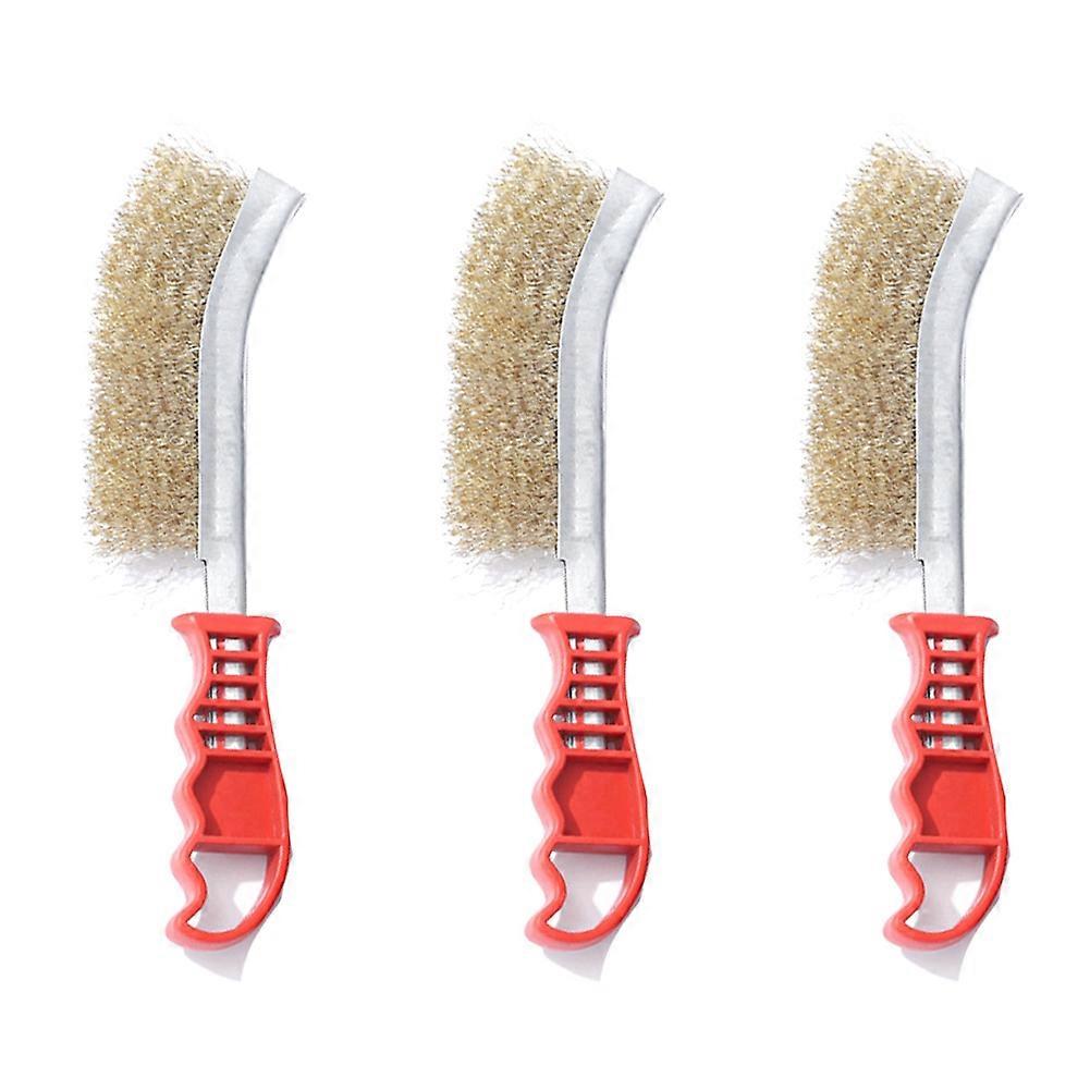 3PCS Multi-Function Tool Wire Brush Copper Plated Cleaning Brush Long Handle Kitchen Grill Special Plate Rust Removal A