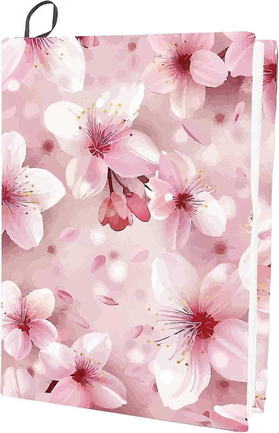Cherry Stretchable Book Cover Sakura Flower Washable Reusable Large Nylon Book Protector Elastic Notebook Wraps Suitable for 9 x 11in Hardcover Books 