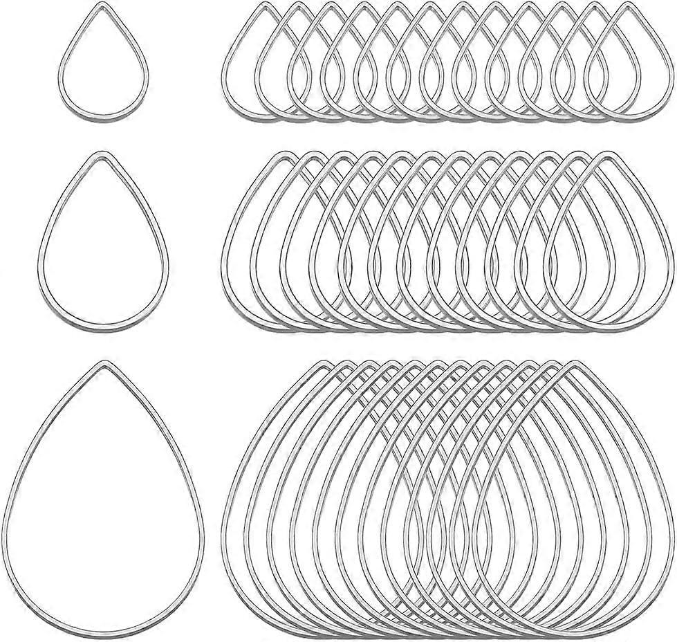300pcs Teardrop Open Bezel Charms 3 Sizes Open Frame Pendant Beading Hoop Linking Rings Resin Bezels Pendant Hollow Drop Frames for DIY Crafts Jewelry
