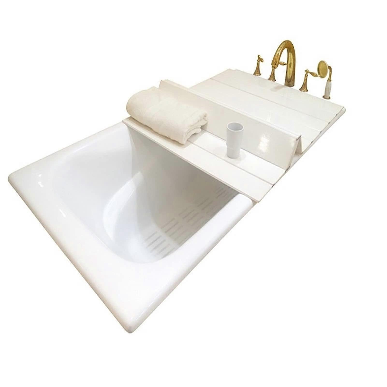 Bathtub Tray with Folding PVC Insulated Cover for Half Body Soaking and Bath Storage (164×75cm)