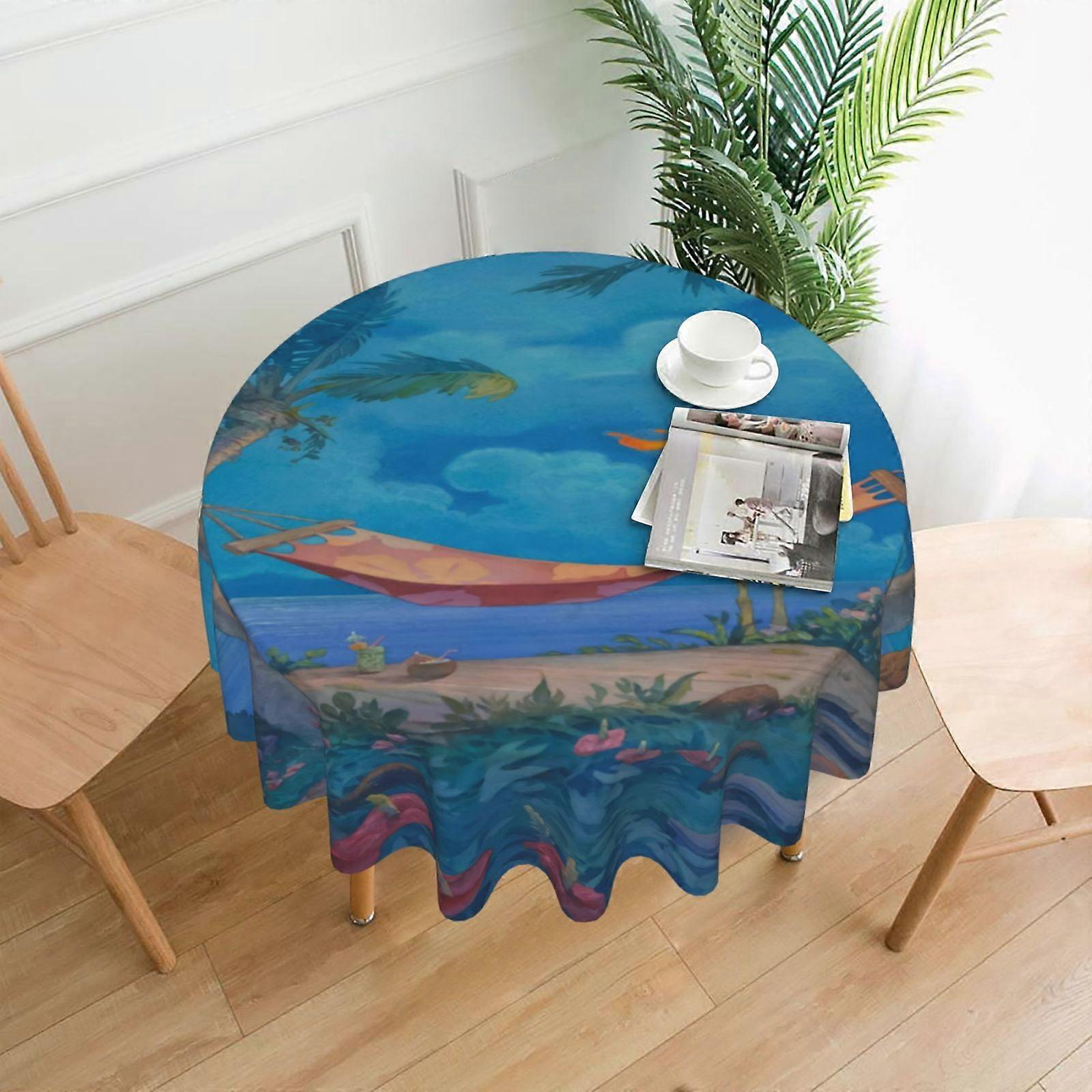 Stitch Rectangular Tablecloth 60in, Water Resistant Antiwrinkle Spillproof Soft Fabric, compatible with dining room, parties & holiday decor