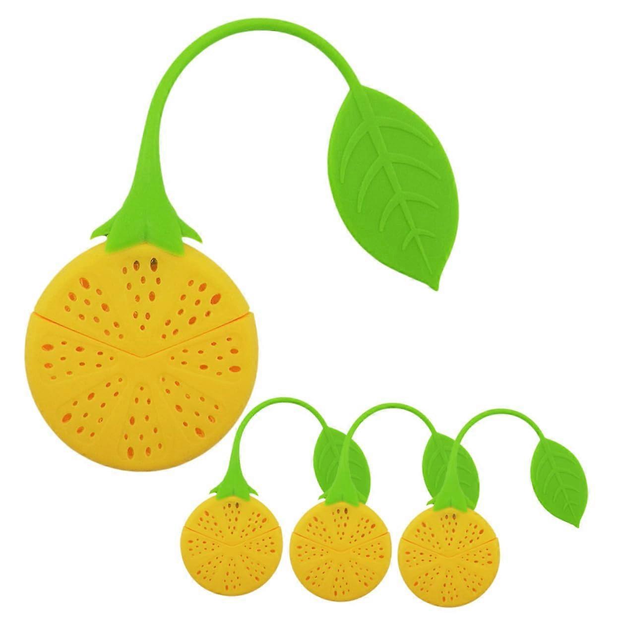 4pcs Silicone Fruit Shaped Tea Infuser Set with Drip Tray for Loose Leaf Herbal Tea Easy Clean