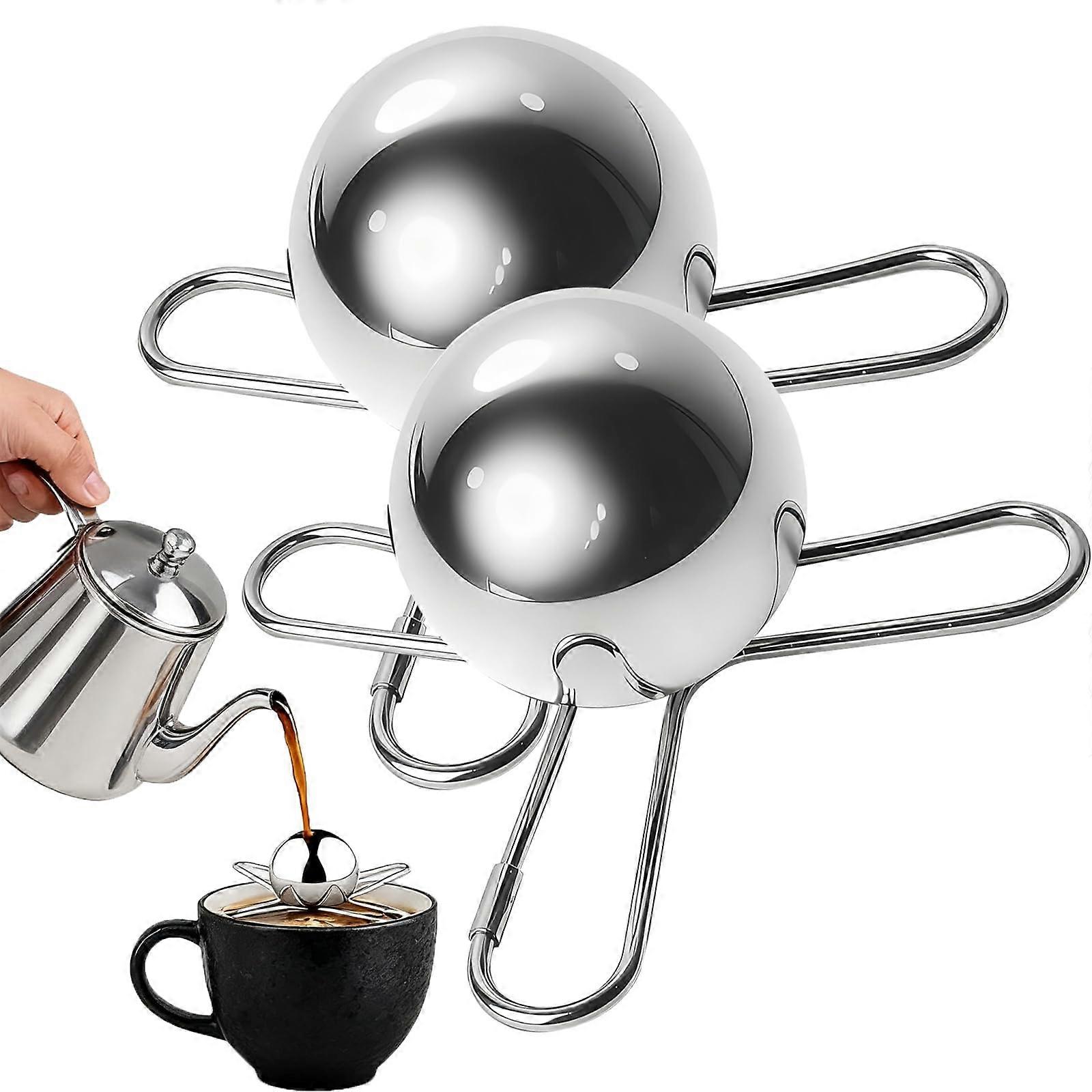 Espresso Cooling Ball Set, Reusable Stainless Steel Coffee Chiller with Stand for Rapid Cooling Without Dilution