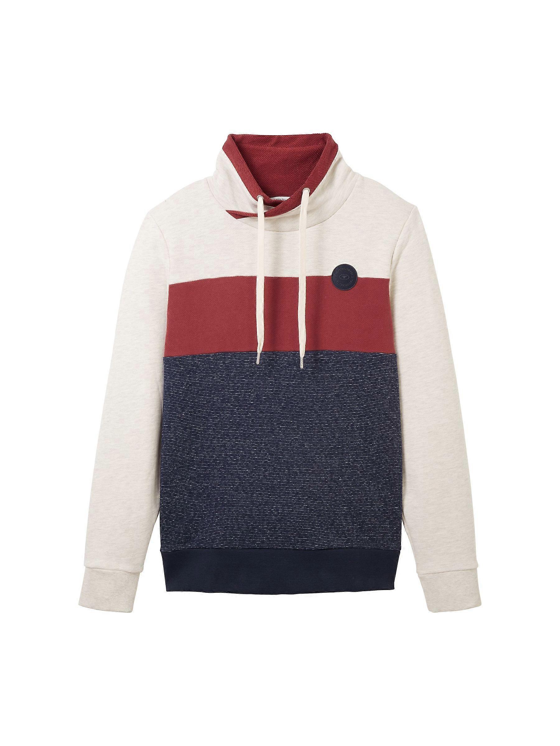 Men's Sweatshirt Jumper Soft Sweater with Color Block Design by Tom Tailor