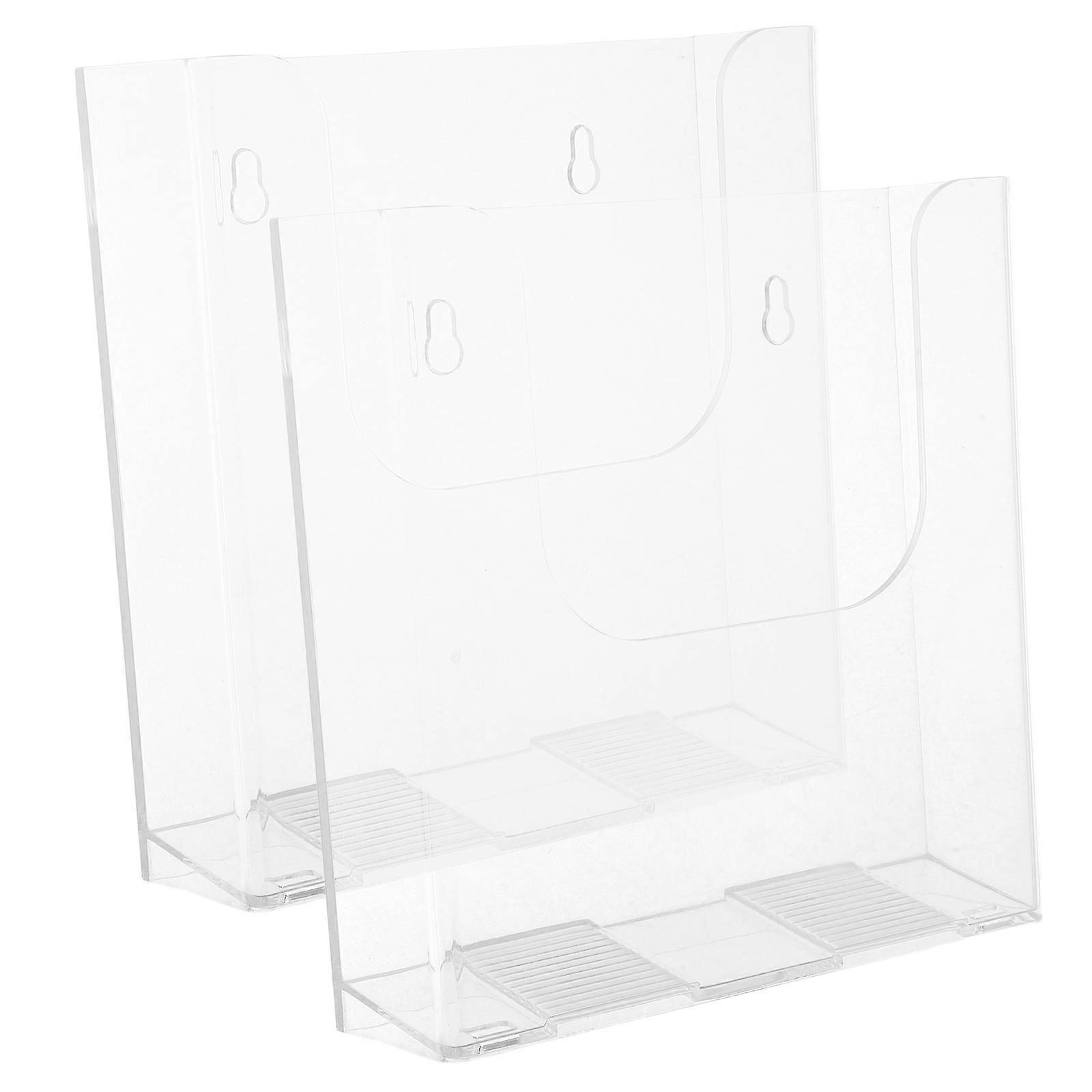2pcs Clear A5 Sized Brochure Display Stand Magazine Holder Wall Mount Rack for Documents Pamphlets