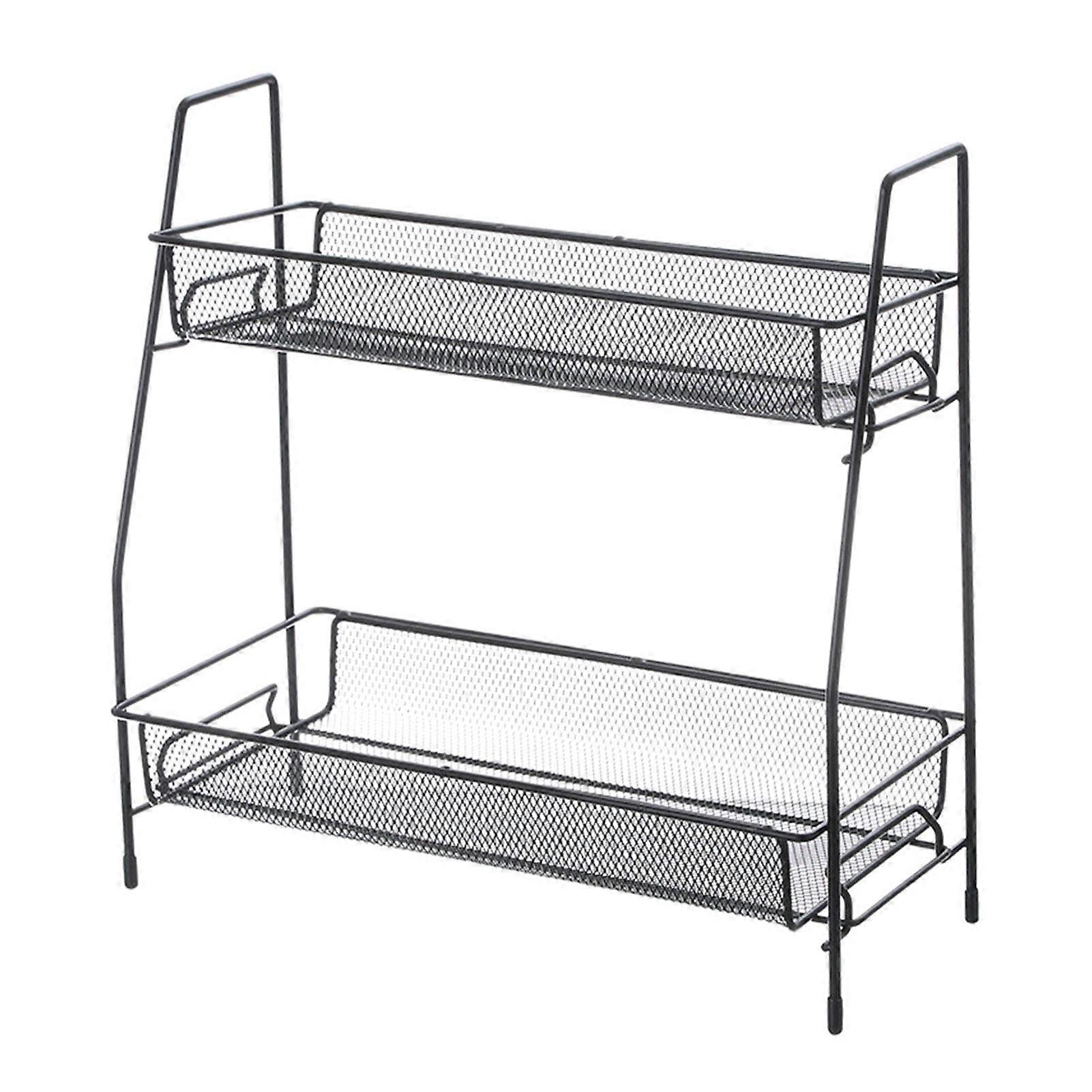 2 Tier Metal Spice Rack Kitchen Organizer for Countertop Spices and Condiments DualPurpose Shelf