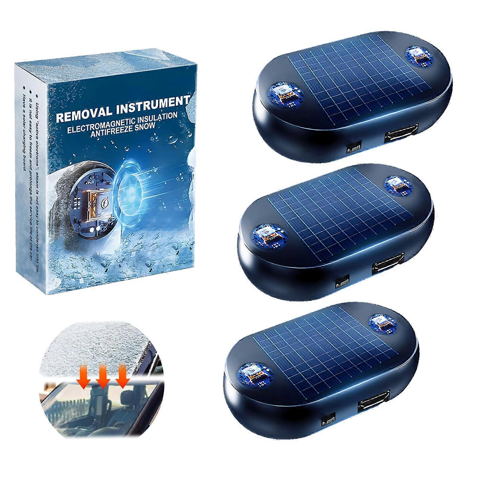 Car Snow Removal Device with Rapid Electromagnetic Deicing, USB/Solar Rechargeable, 3Pcs for All Vehicles