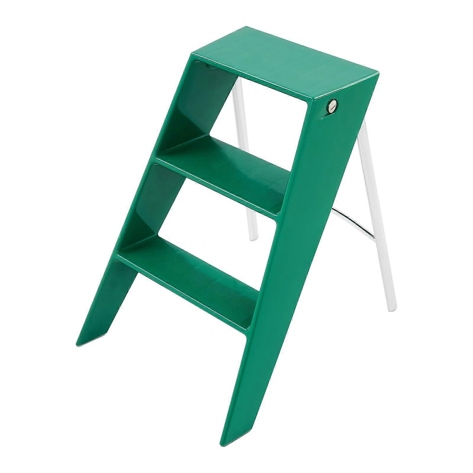 Folding Step Ladder 3 Step Stool 220 lbs Capacity for Home Kitchen Office SpaceSaving Green