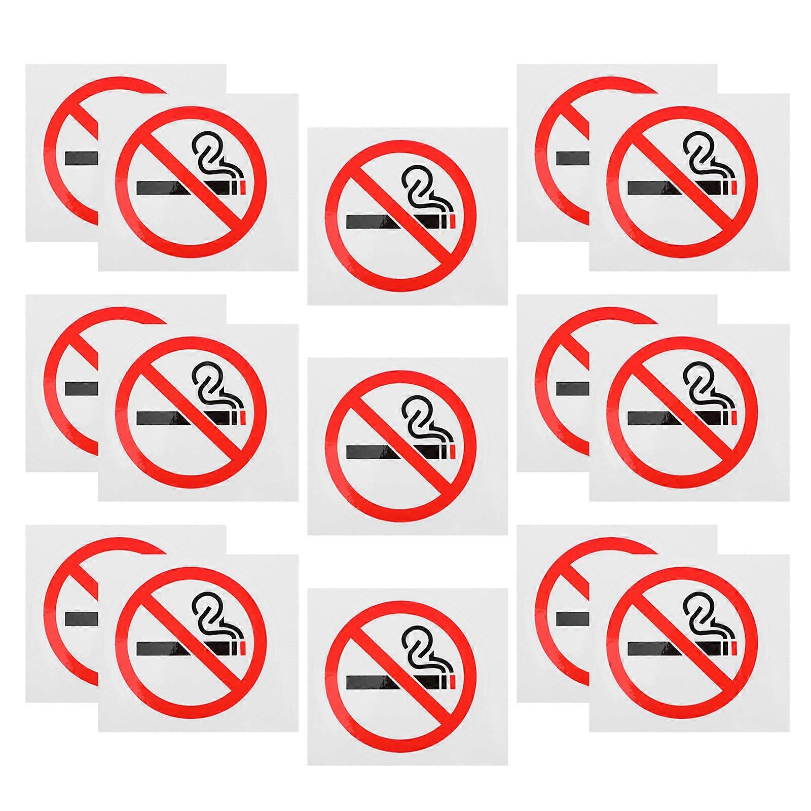 No Smoking Caution Sign White Paper Decals for Reminding Use 20Pcs Bundle