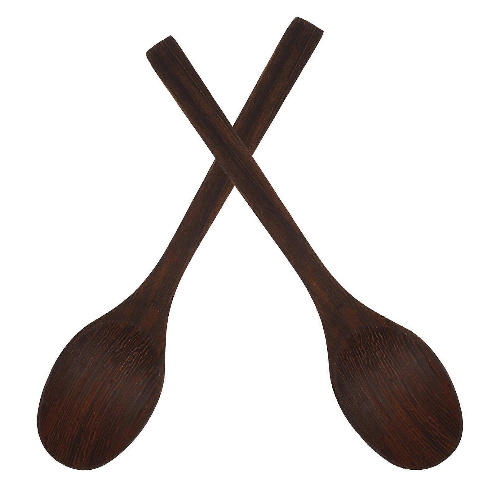 Wooden Spoon Coffee Soup Spoon for Kitchen Use 2Pcs Multipurpose