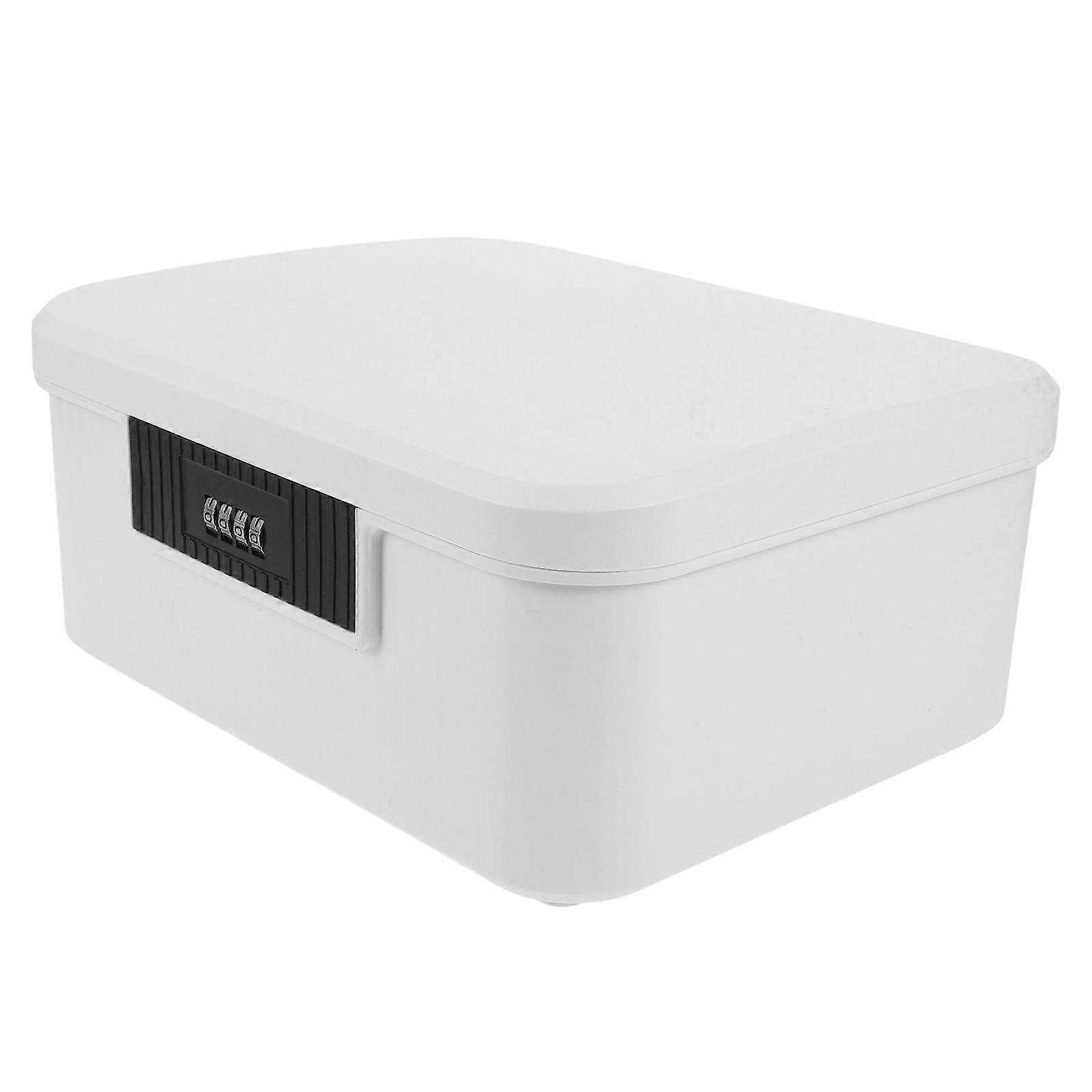 Portable Lock Box for Travel with Code Safe for Storage Ivory ABS Material Small Size