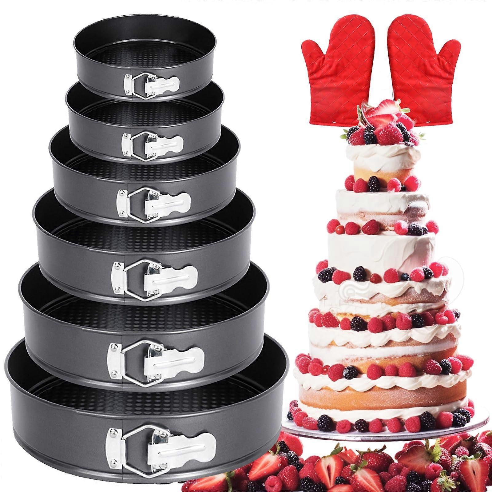 Springform Cake Pan Set 6pcs Nonstick Leakproof EasyRelease Carbon Steel with Gloves