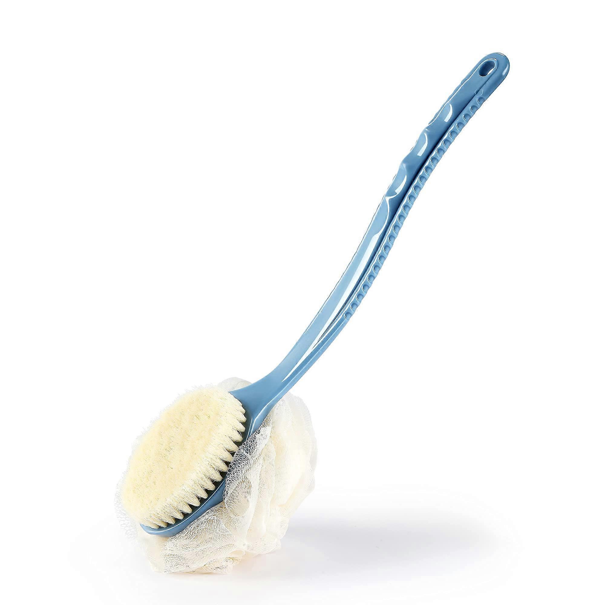 Back Scrubber with Long Handle, 2 in 1 Shower Body Brush for Exfoliating and Massage, Blue