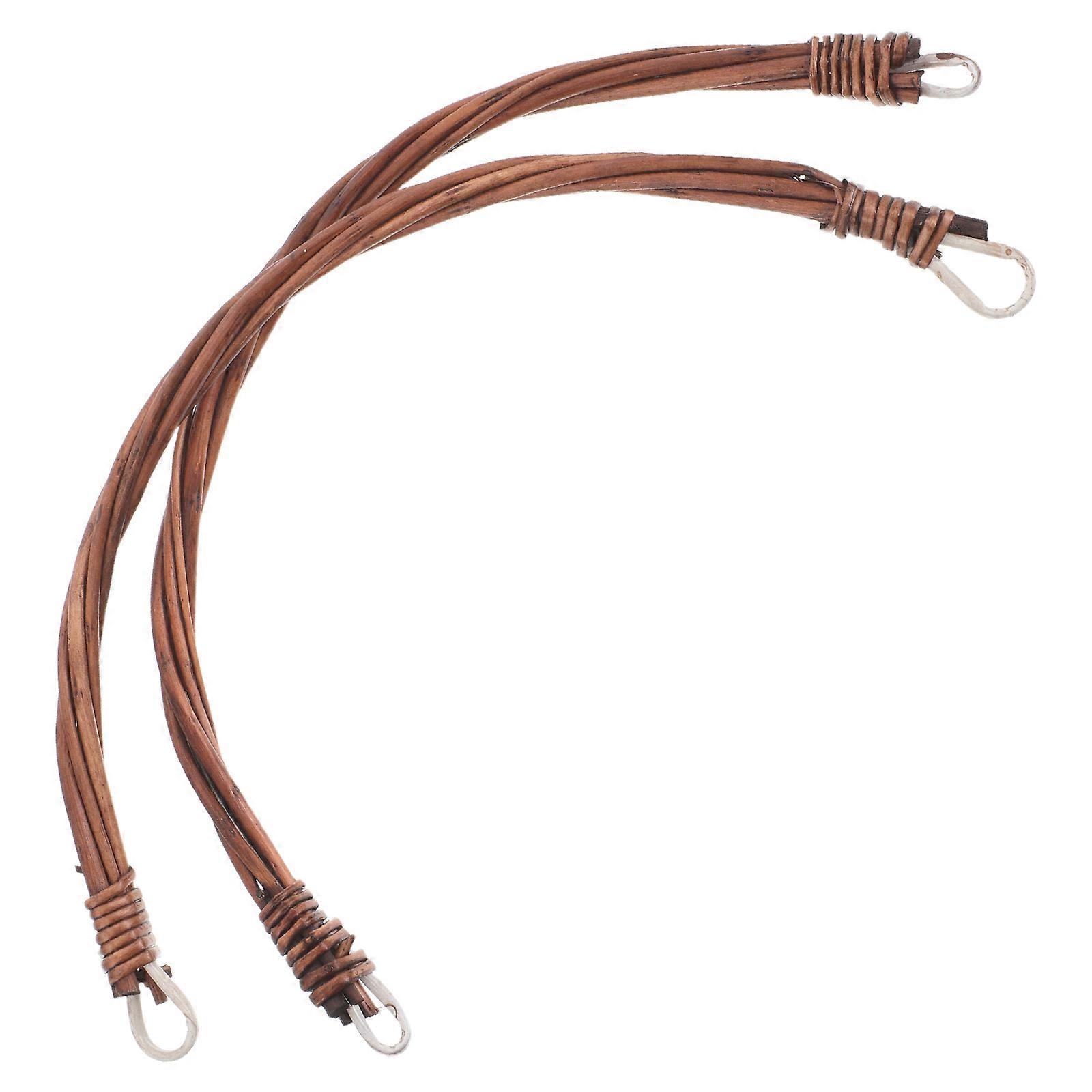 Light Brown Rattan Handle Replacement for Picnic Basket Durable Grip 2Pcs