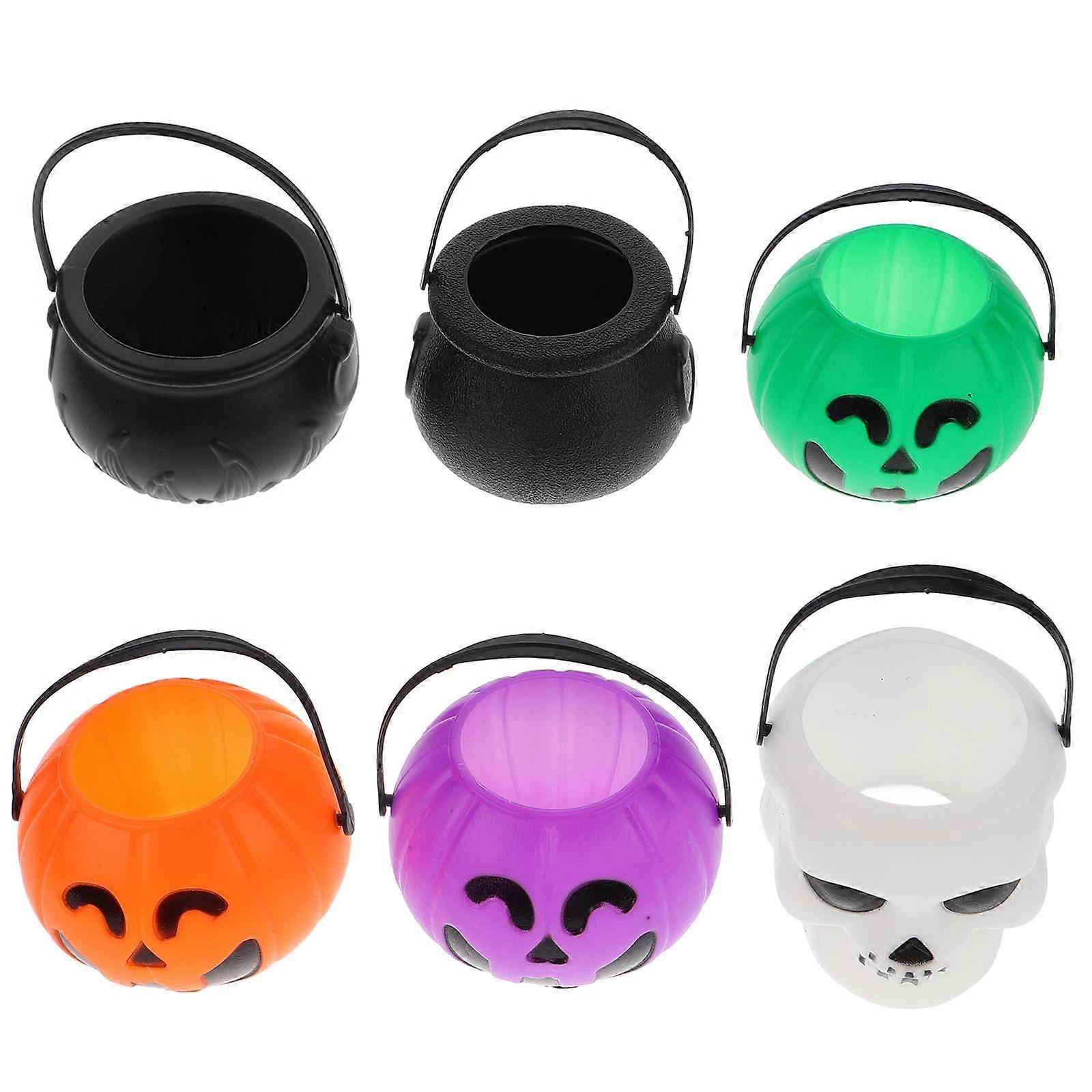 Mini Plastic Pumpkin Buckets 6Pcs Candy Storage Designed For Halloween Events With Portable Design And Assorted