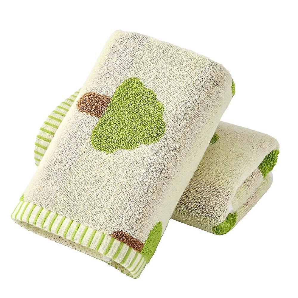100% Cotton Bathroom Hand Towels Set of 2 Green Tree Pattern Quick Dry Absorbent 13x29