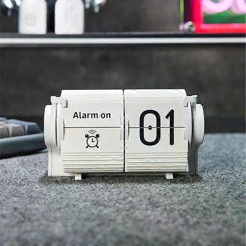 Vintage Flip Clock - Smart Mechanical Desk Calendar with Automatic Date & Alarm, Retro Time Management Tool for Home Decor Desk