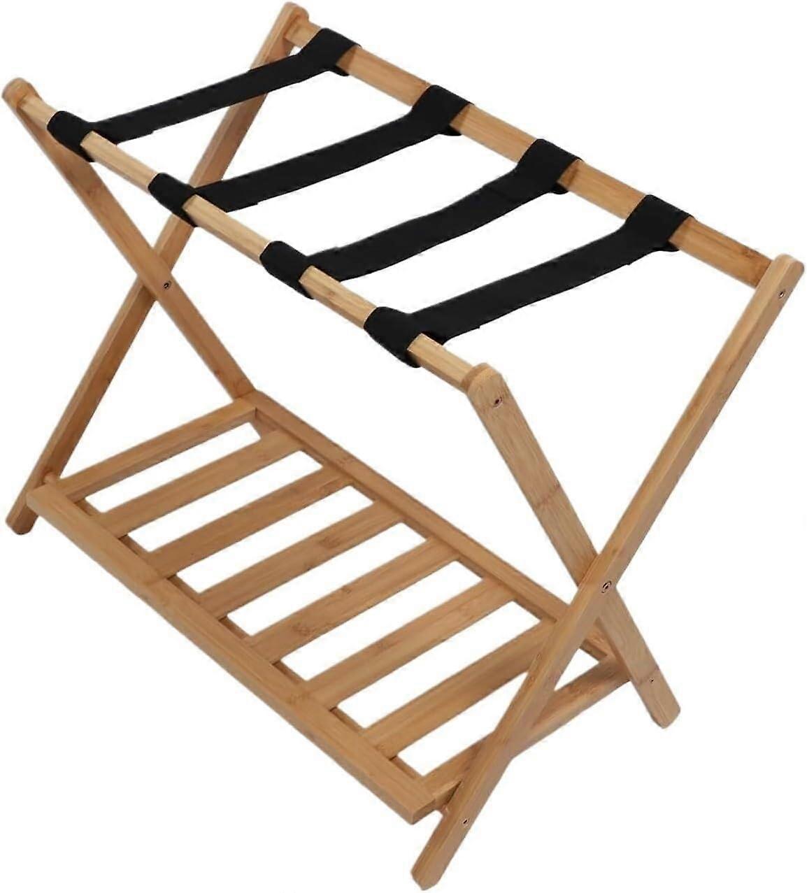 Bamboo Folding Luggage Rack with Durable SpaceSaving Design for Hotel Guest Room Bedroom