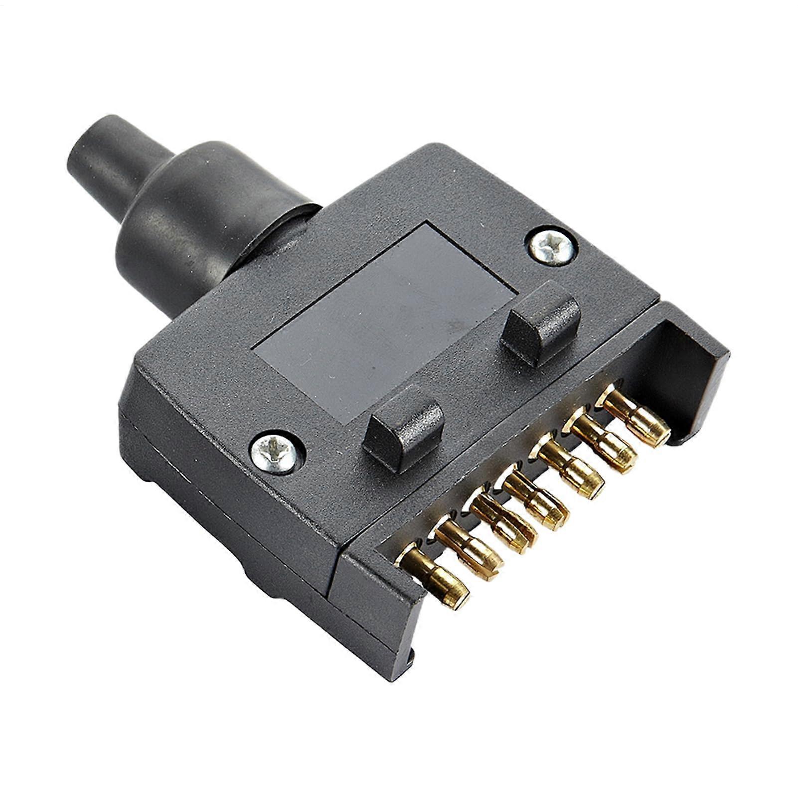 7 Pin Flat Trailer Plug and Waterproof Socket for RV Boat Caravan, Secure Durable Outdoor Use