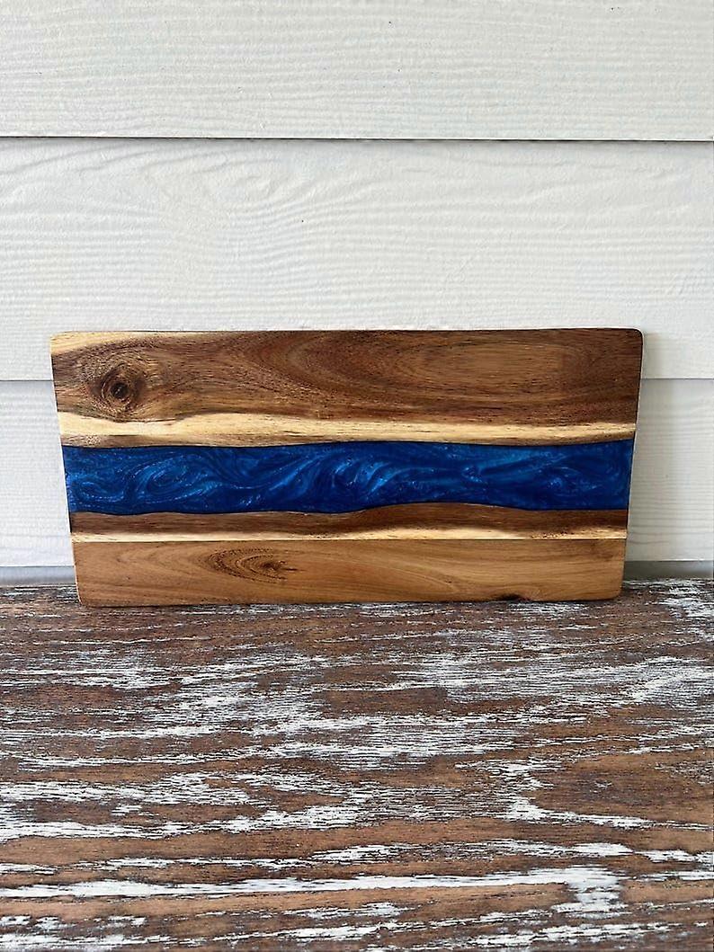 Charcuterie Board with Elegant Coastal Resin River Design, Durable Wood for Cheese and Appetizers