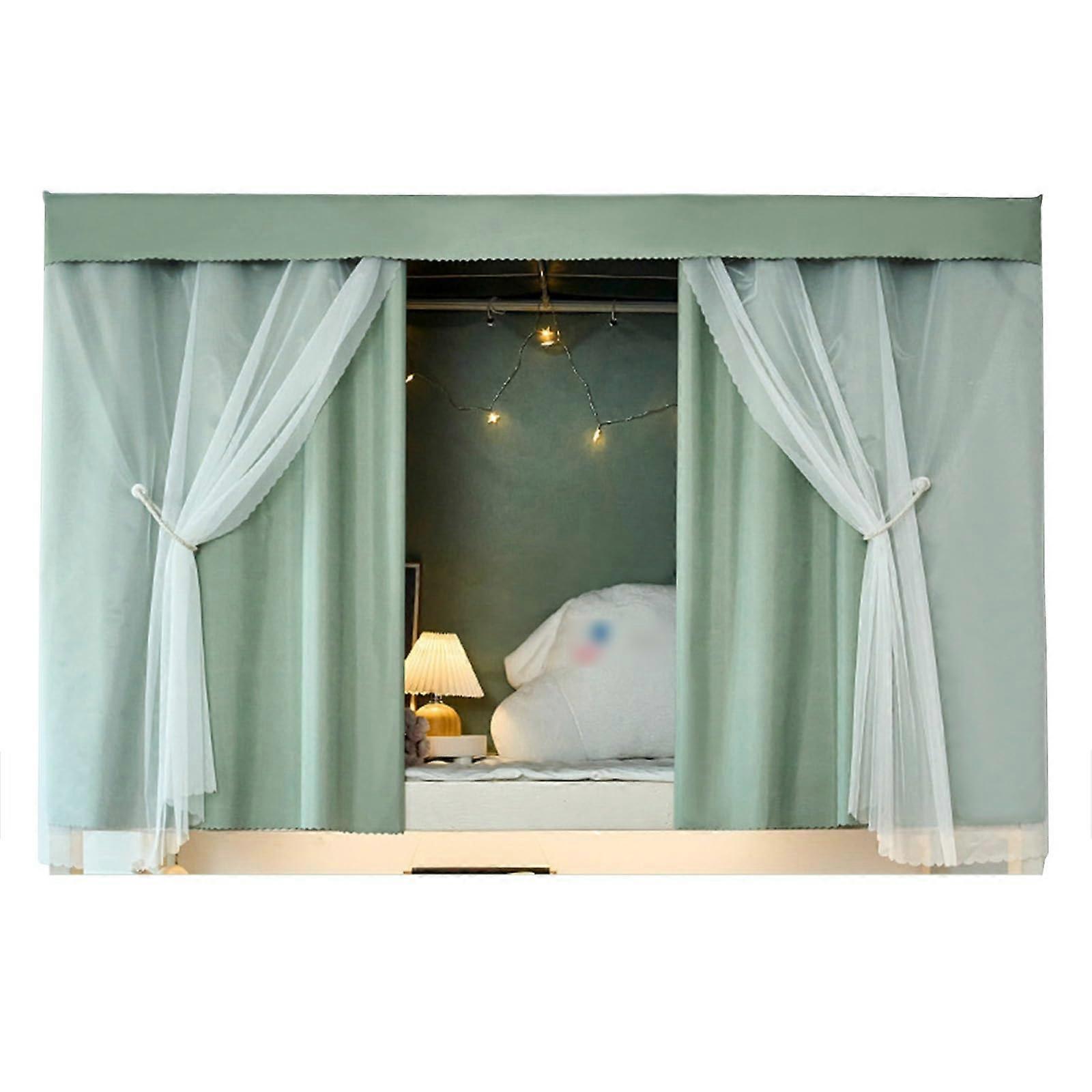 Bunk Bed Curtains Privacy Light Blocking Easy Install Breathable Fabric 1.2M Green Yarn