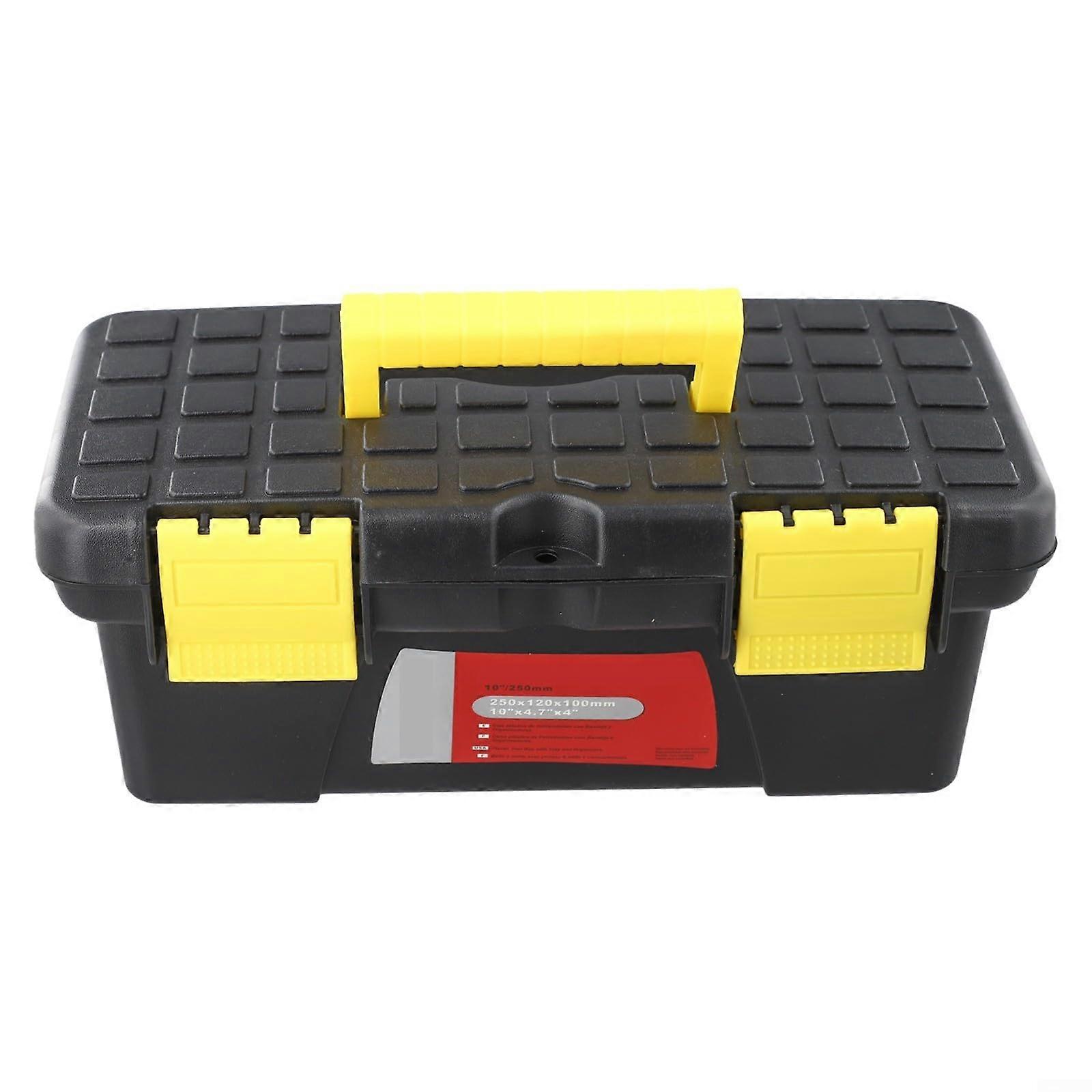 Plastic Tool Box 10 Inch Dual Layer Tool Storage Organizer with Secure Latch for DIY and Professionals