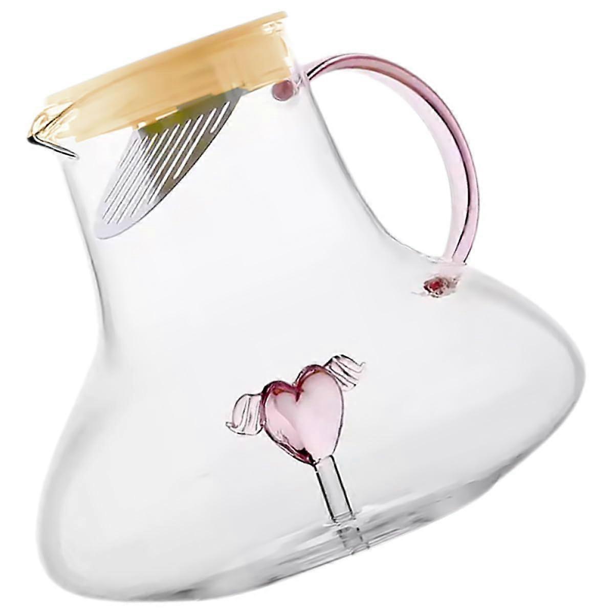 Large Capacity Glass Water Pitcher with Dustproof Lid and Handle for Hot or Cold Drinks