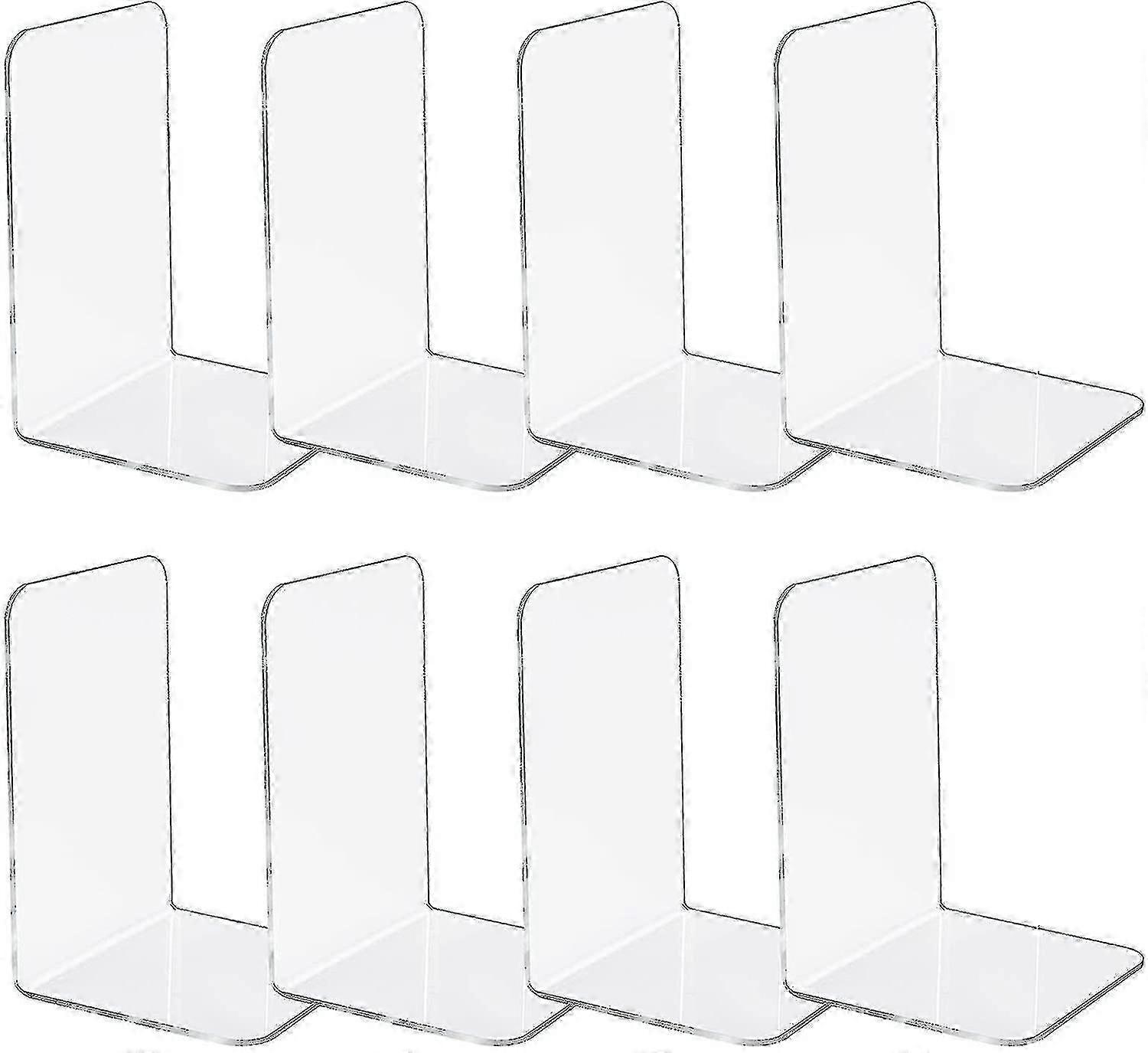 8pcs Bookends, Clear Acrylic Bookends, Household Plastic Bookends