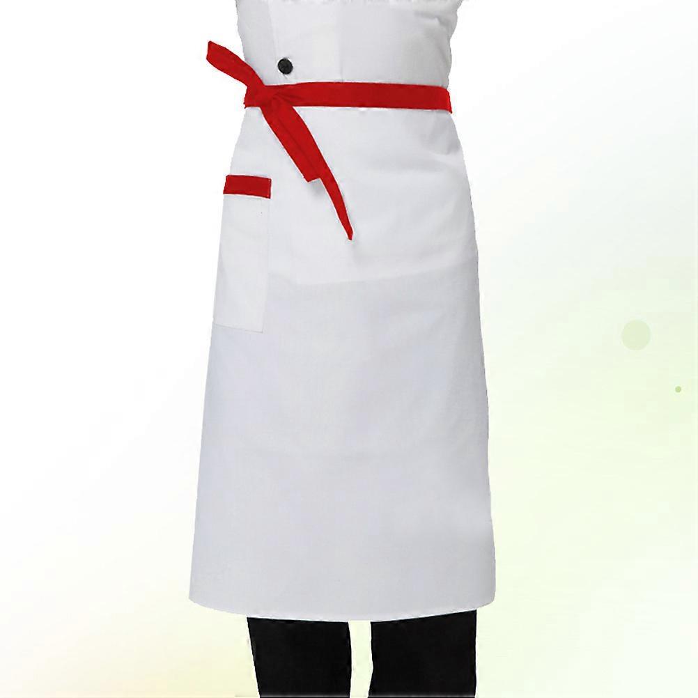 Short Apron Chef Apron Cooking Use with Pocket White