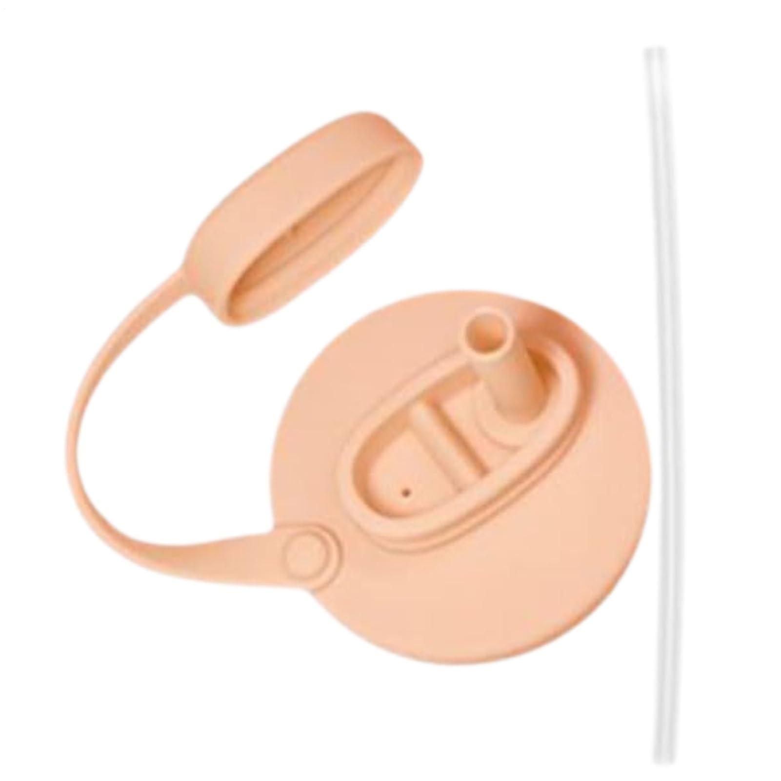 Soda Can Lids with Straw, LeakProof Reusable Silicone Covers for Drinks, Dustproof Orange