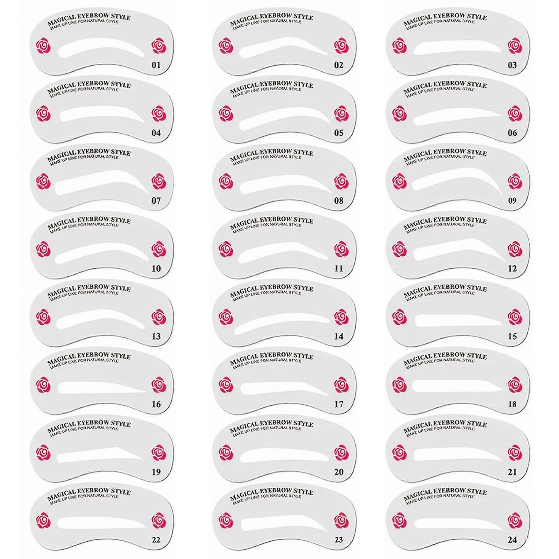 Eyebrow Stencil Kit with 24 Styles, Reusable EasyClean Eyebrow Shaper for Quick Brow Shaping