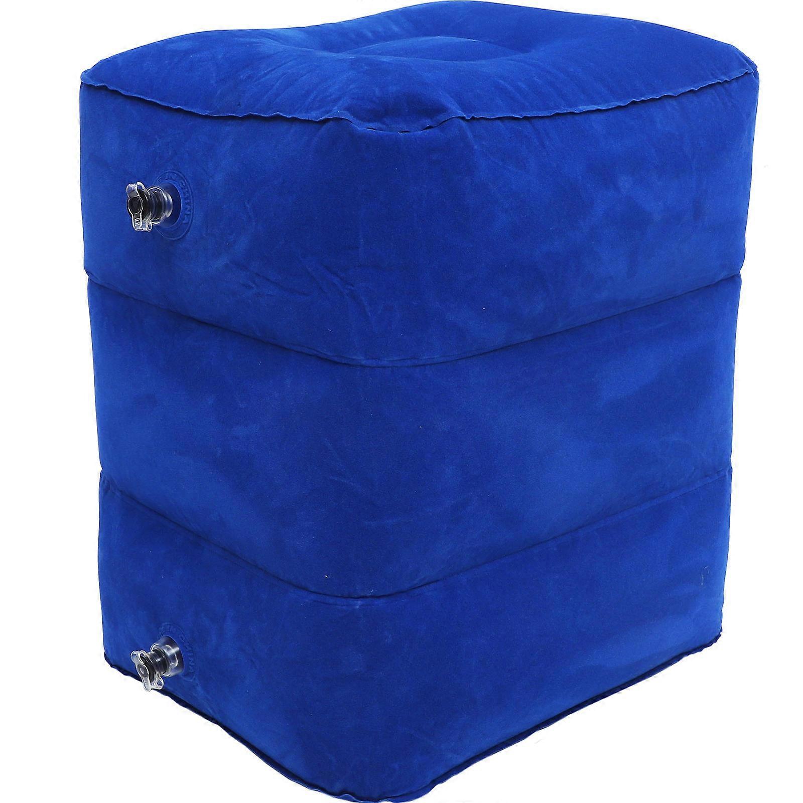 Multi-Purpose Inflatable Airplane Pillow Footrest Dark Blue 45x40cm 1Pc