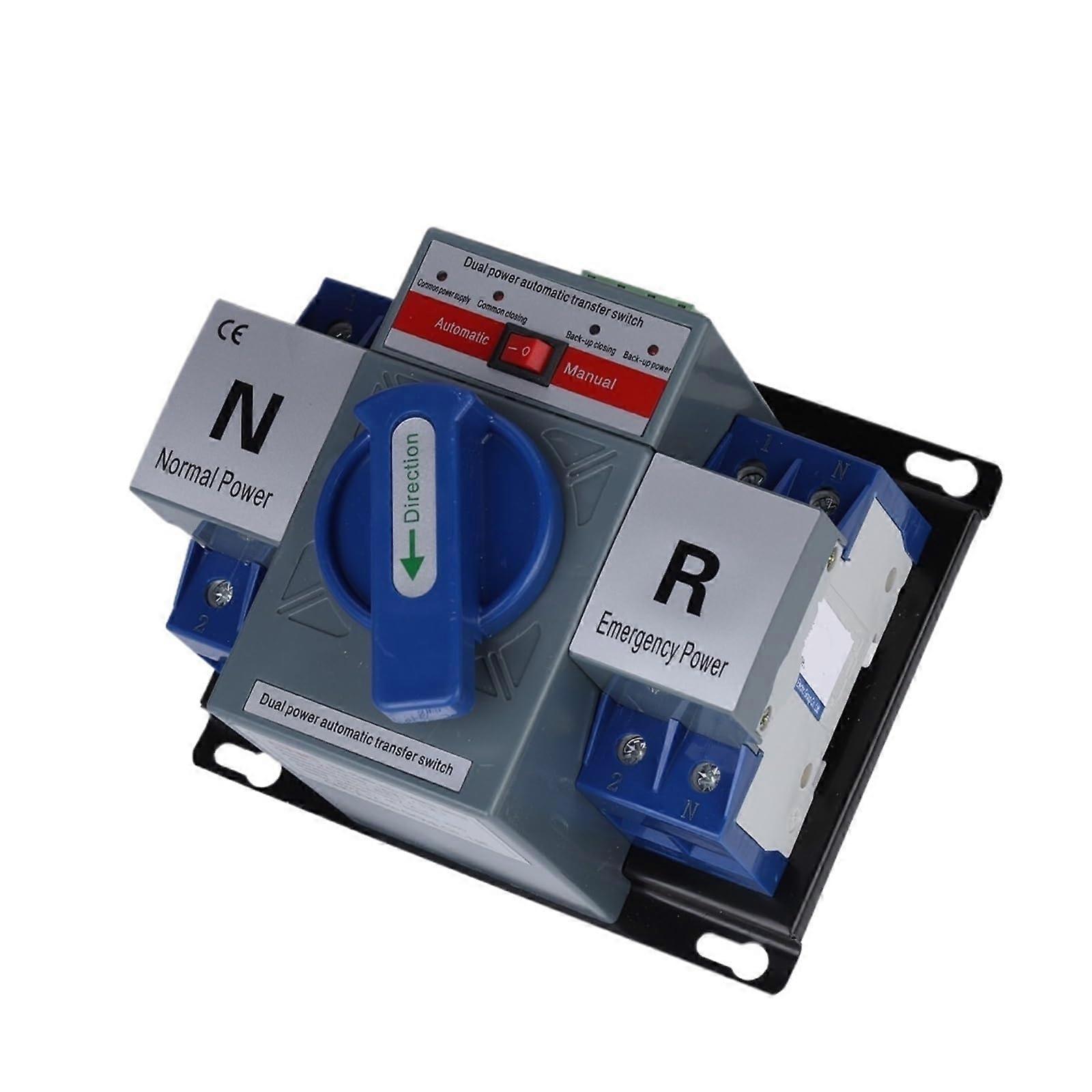 Automatic Transfer Switch 63A 2P Dual Power ATS for Generator with Manual Override Control
