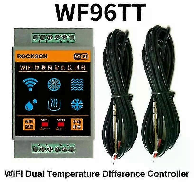 WIFI Tuya Remote Dual Channel Temperature Controller Intelligent Heating and Cooling Temp Difference Control Alarm Switch 220V
