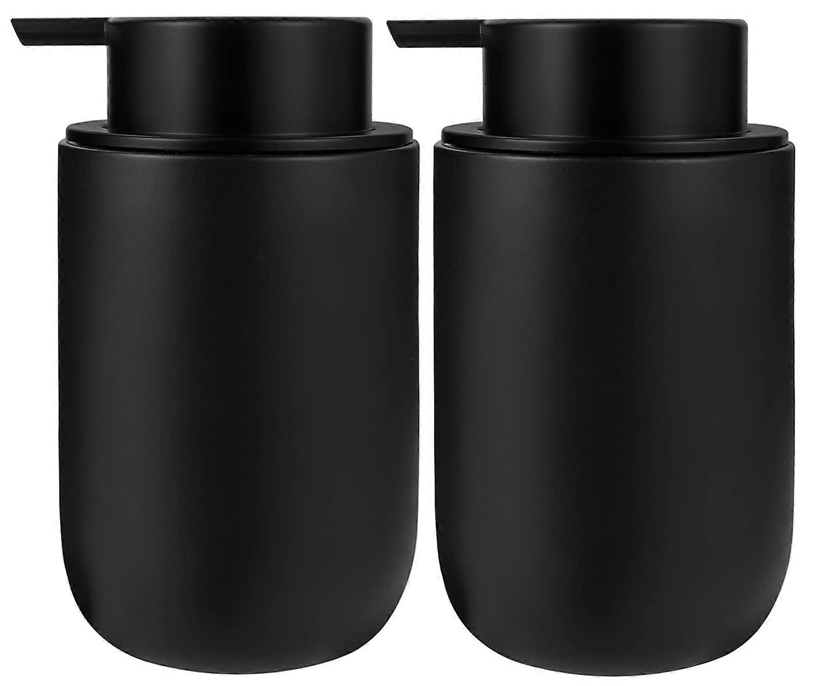 Foaming Soap Dispenser 2 Pack Matte Black Ceramic with MoneySaving Pump for Bathroom and Kitchen