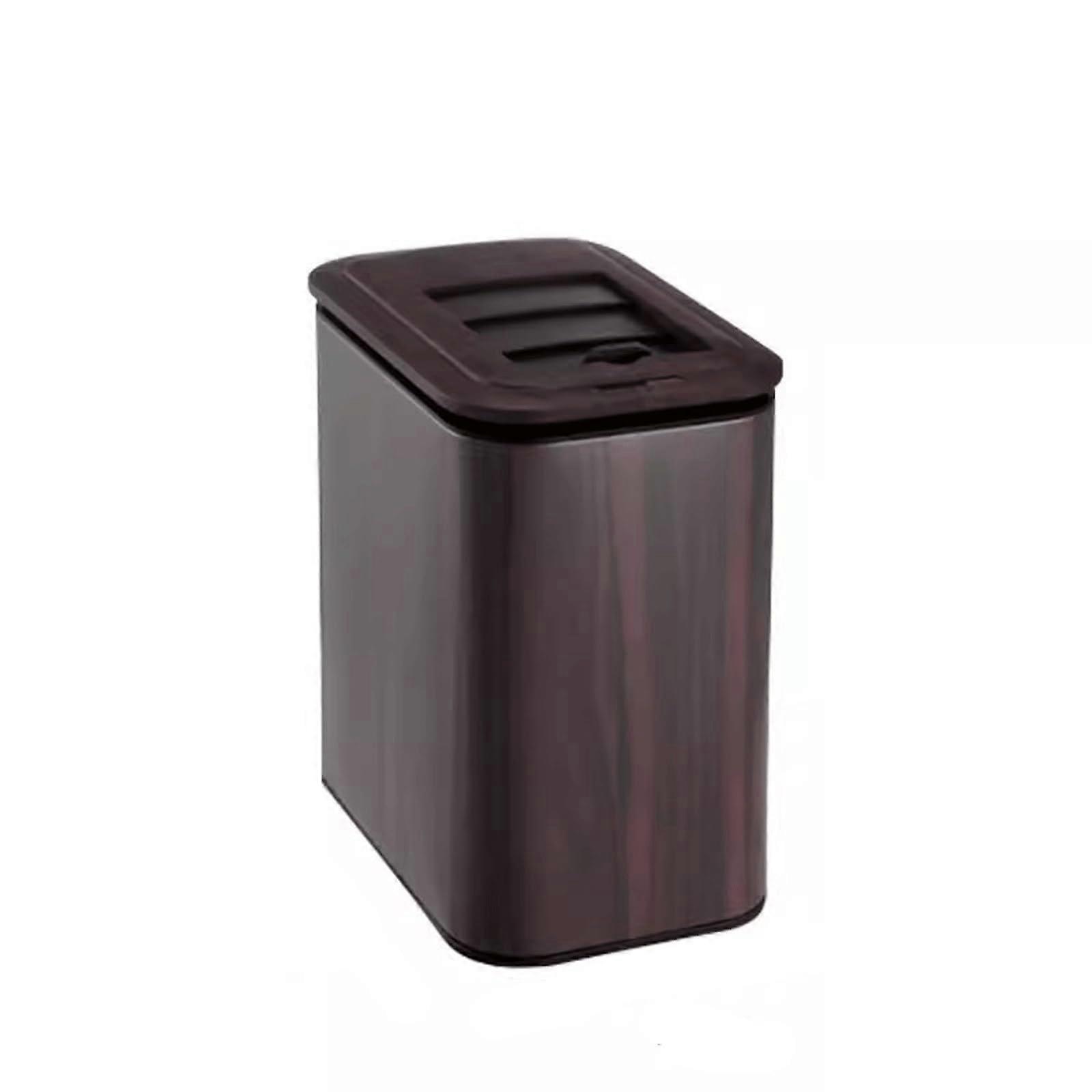 Wood Grain Motion Sensor Trash Can 9L Smart Automatic Lid Compact for Bathroom Kitchen