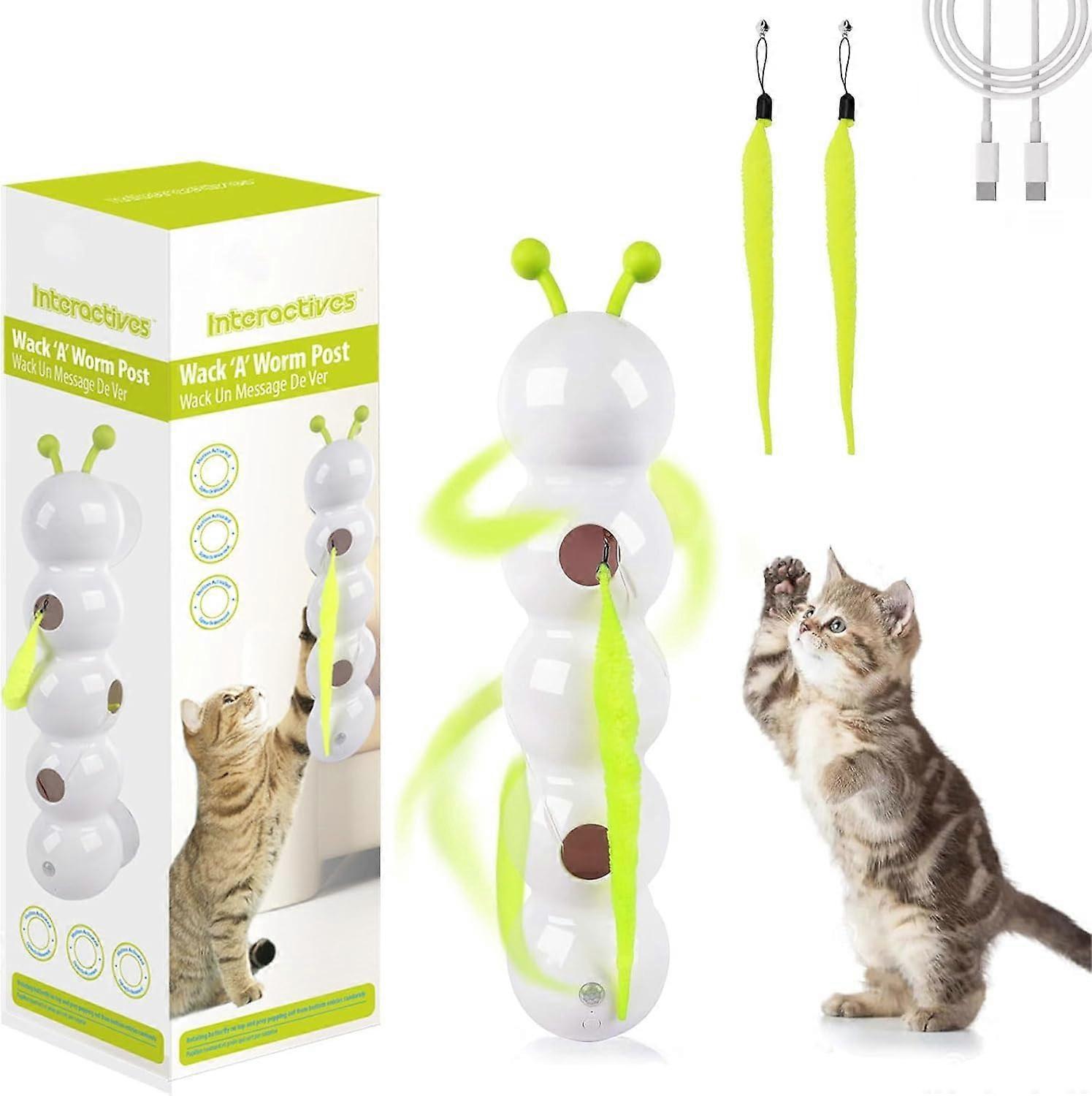 Interactive Wall Mounted Smart Motion Cat Toy with Worm Design for Indoor Hunting Play